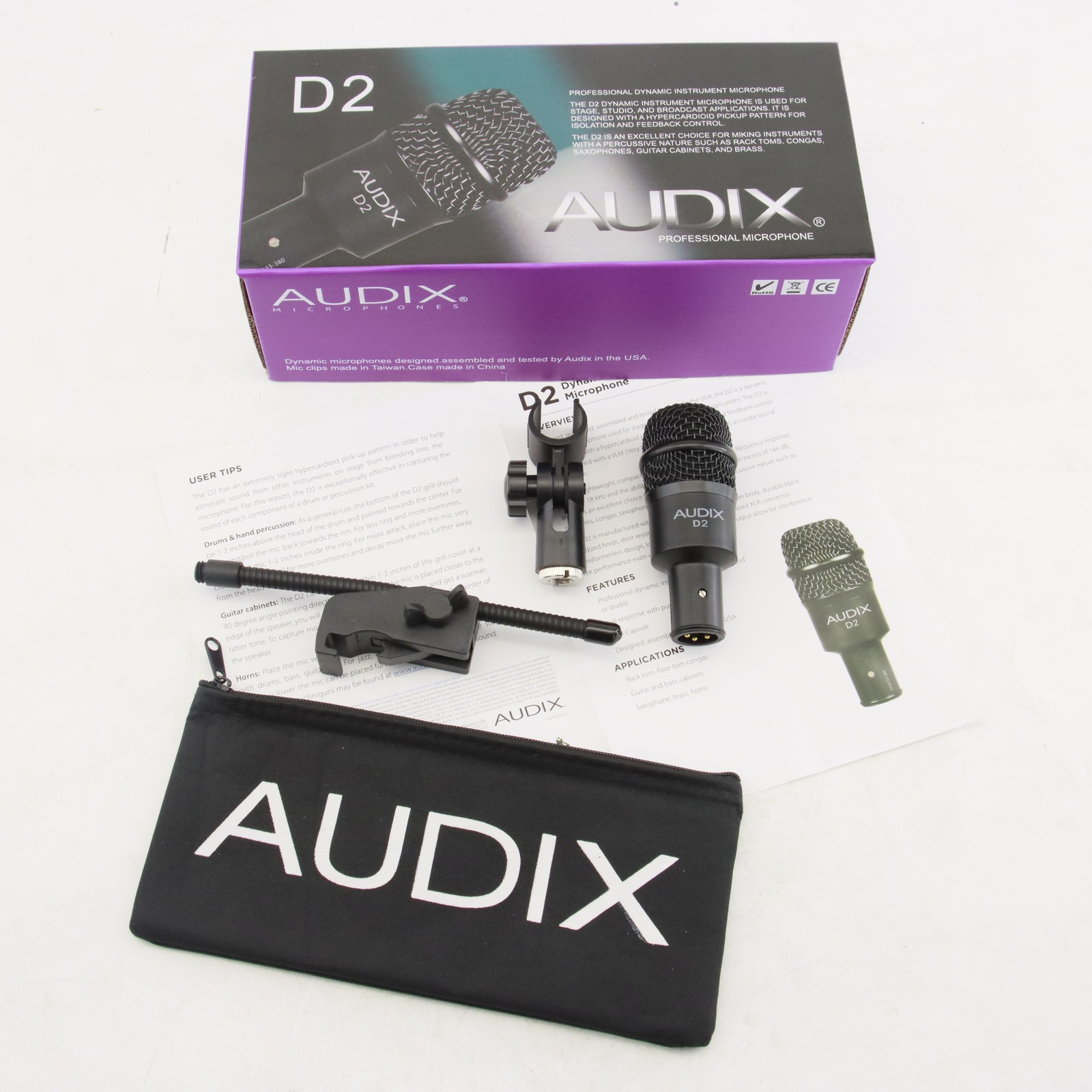 1PCS Audix D2 Hypercardioid Dynamic Instrument Microphone NEW