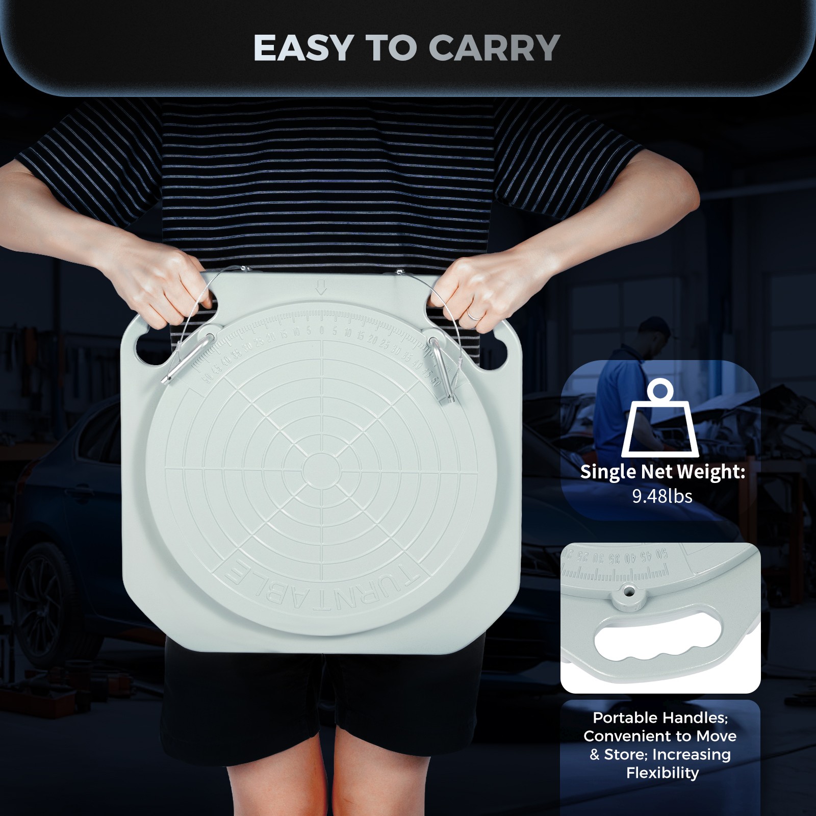 2pcs Front End Wheel Alignment Turntable Plate 360° Rotating Plate Table