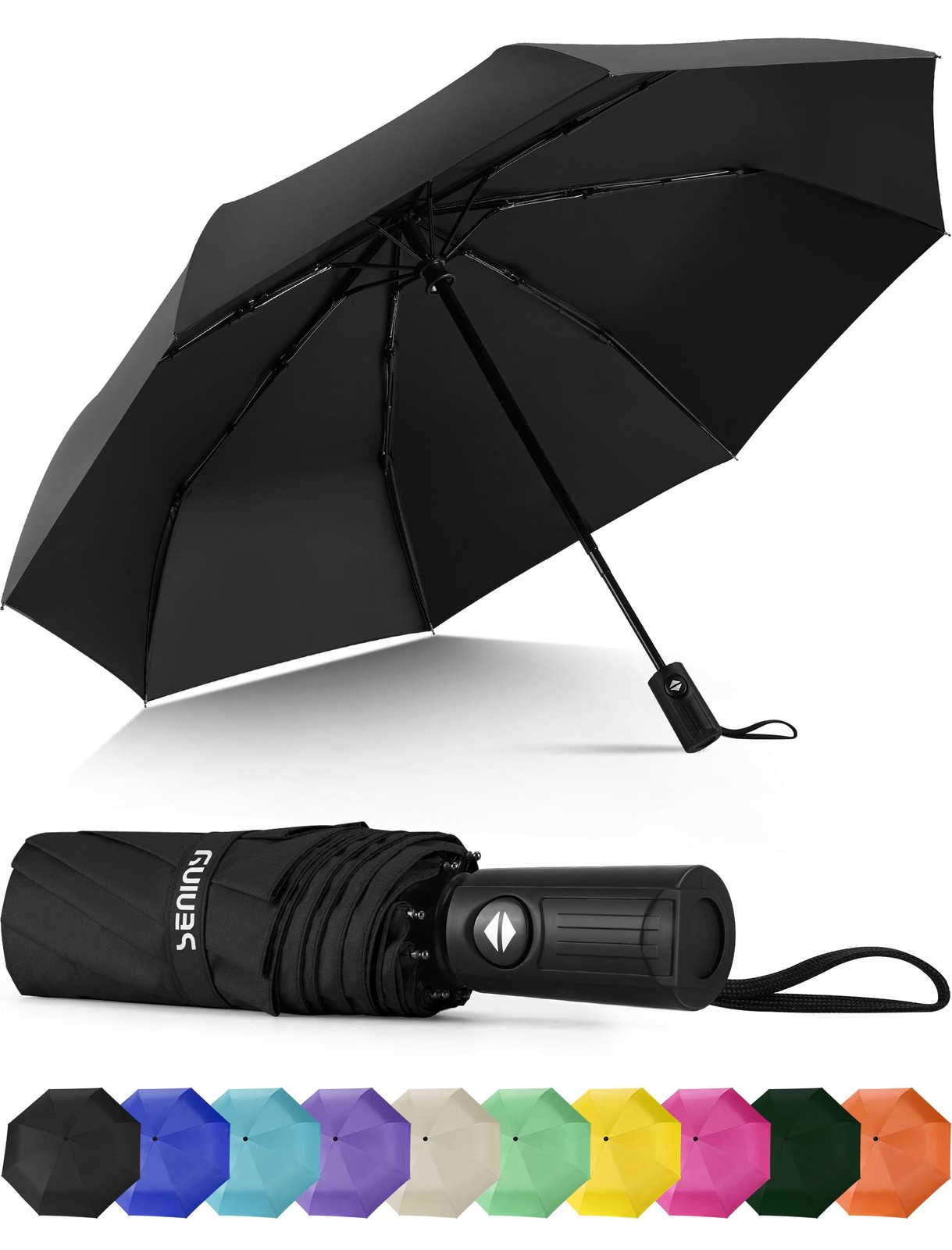 Windproof Travel Umbrella, Automatic Umbrellas for Rain, Portable & Compact U...