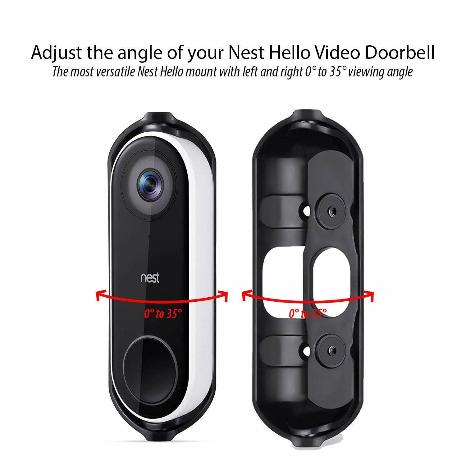 Wasserstein Wall Plate and Angle Mount Compatible With Google Nest Hello - Black