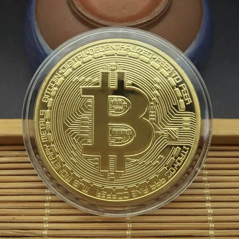 Bitcoin BTC Gold Plated Commemorative Coin Art Collectible Gift