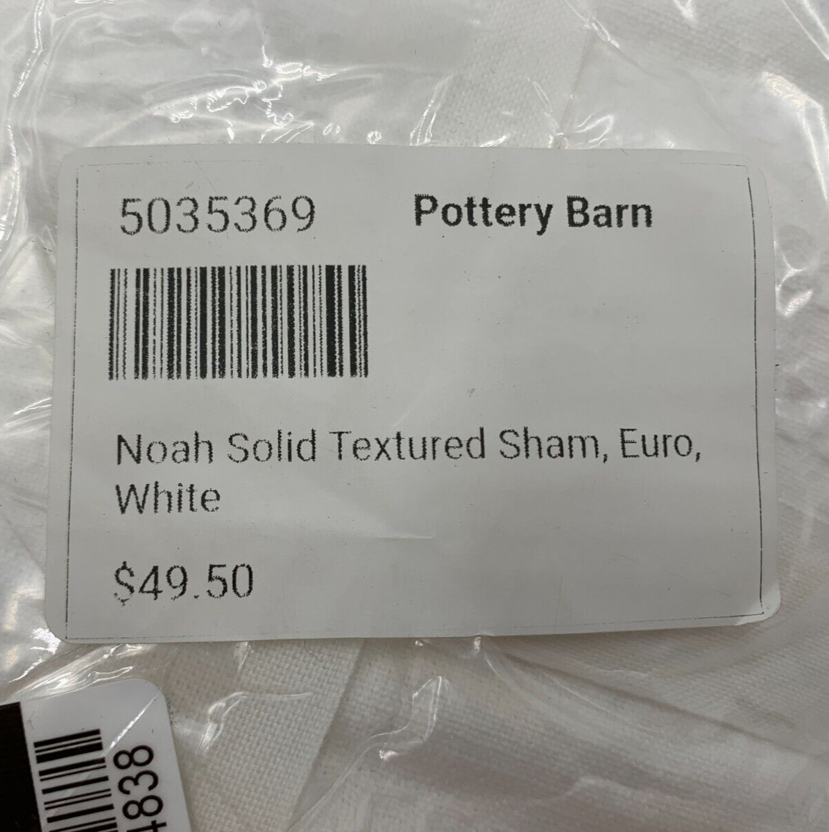 Pottery Barn Noah Solid Textured Cotton Sham White Euro #G403W