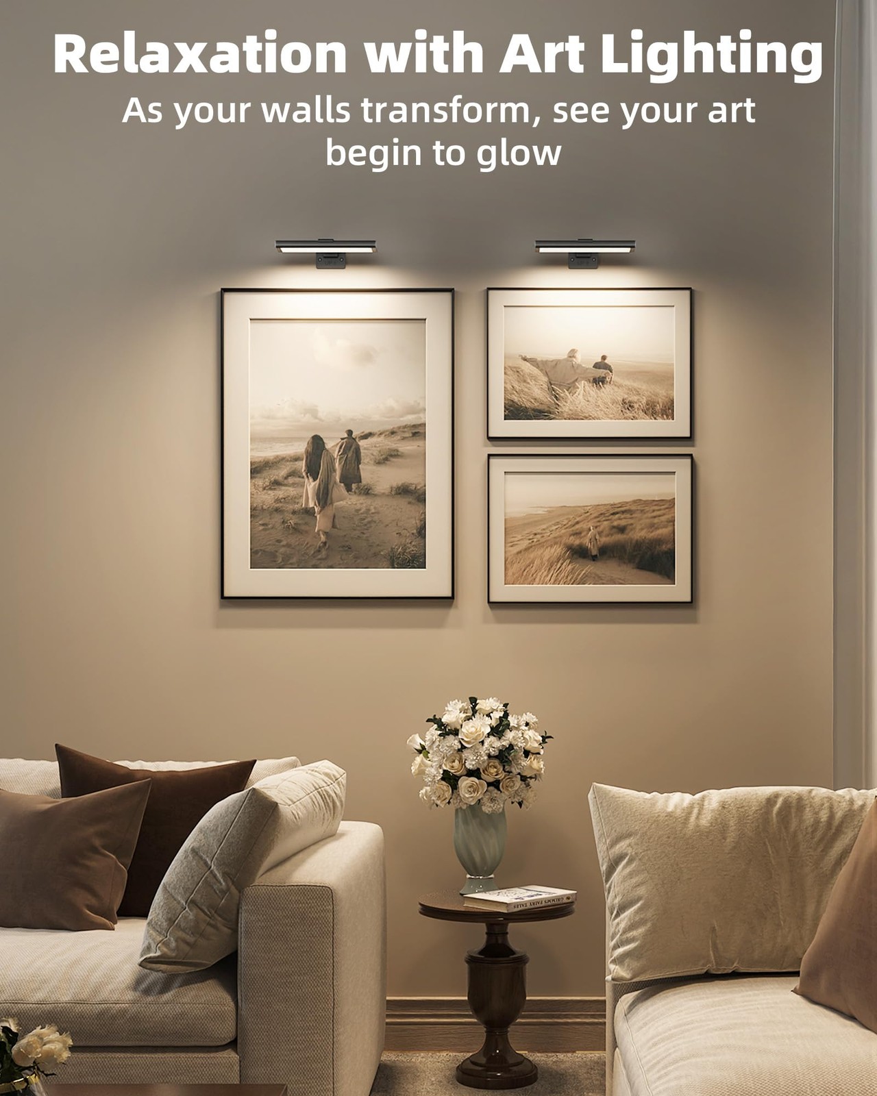 Picture Light for Wall, Rechargeable 2400mAh Battery Lights Wireless Remote, ...