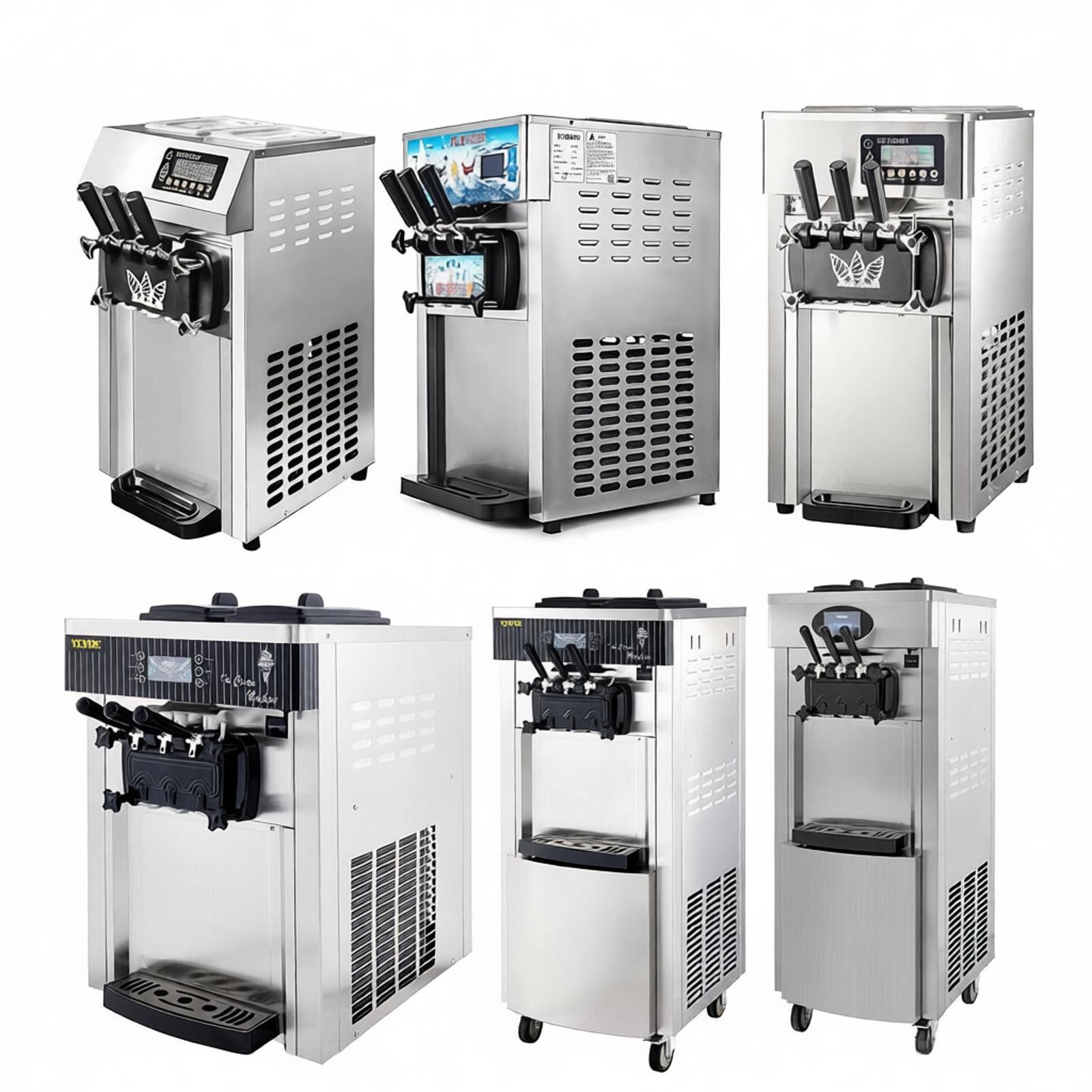VEVOR 18-28L/H Soft Serve Ice Cream Machine Commercial Yogurt Maker 3 Flavorss #