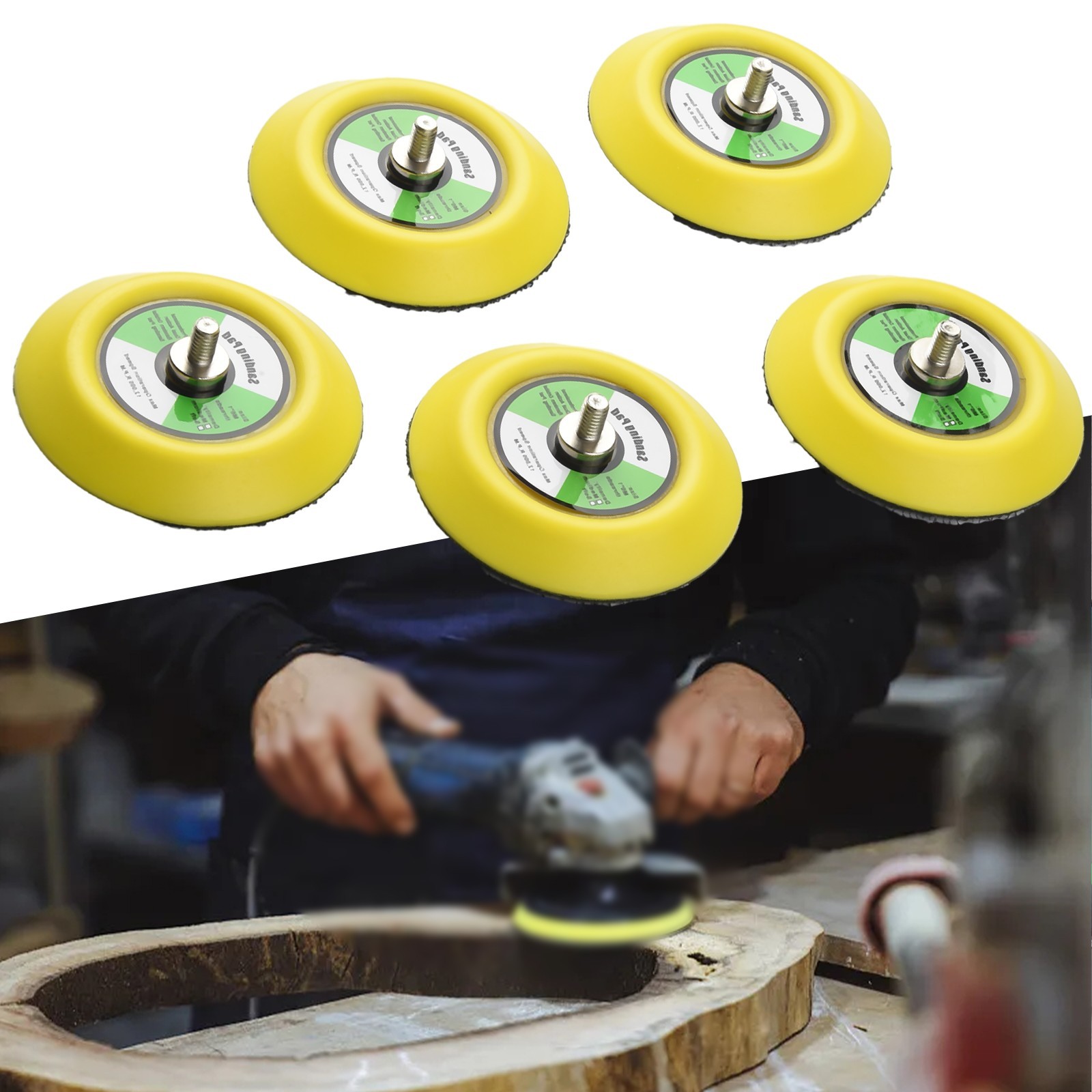 5pcs/ 3 75mm Hook& Loop Sanding Polishing Backing Pad M6 Thread/ For Air-Sander