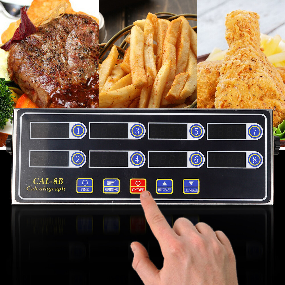 8-Channel Digital Timer Clock Restaurant Reminder Commercial Cooking Timers
