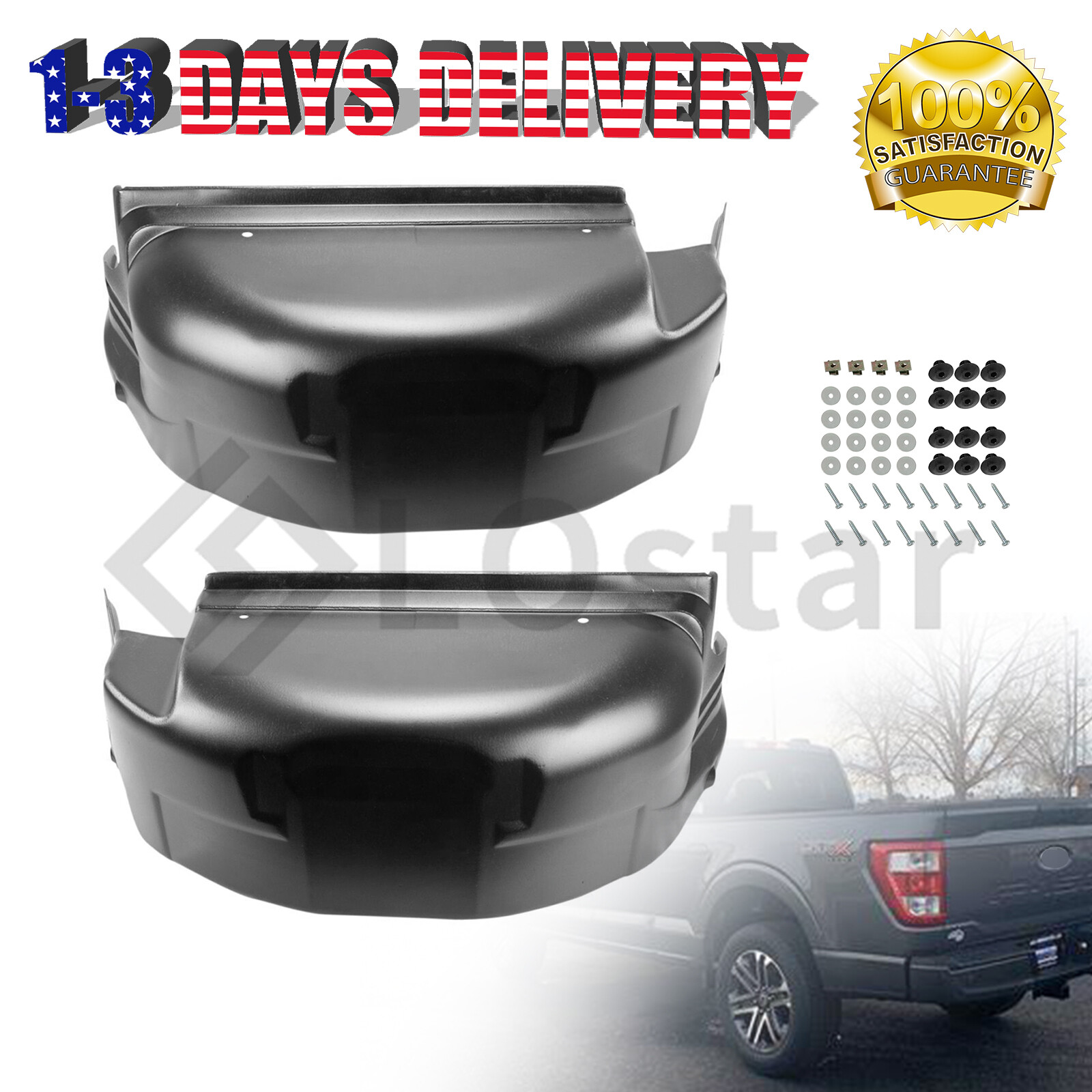 Rear Heavy Duty Wheel Well House Liner Kit For 2021-25 Ford F-150 RL3Z-9927886-B