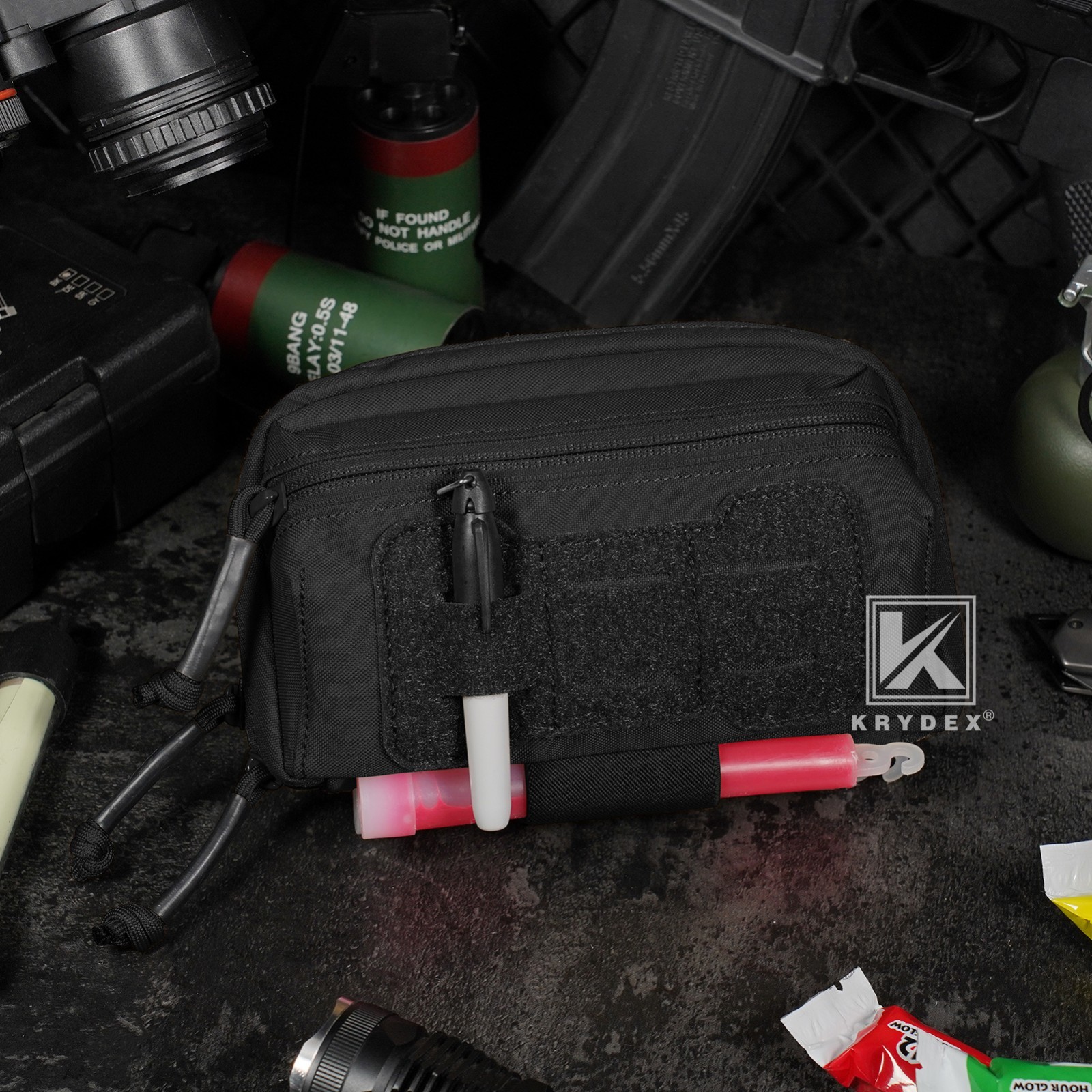 KRYDEX Tactical Modular Utility GP Pouch MOLLE Back Front Pocket Panel Small BK