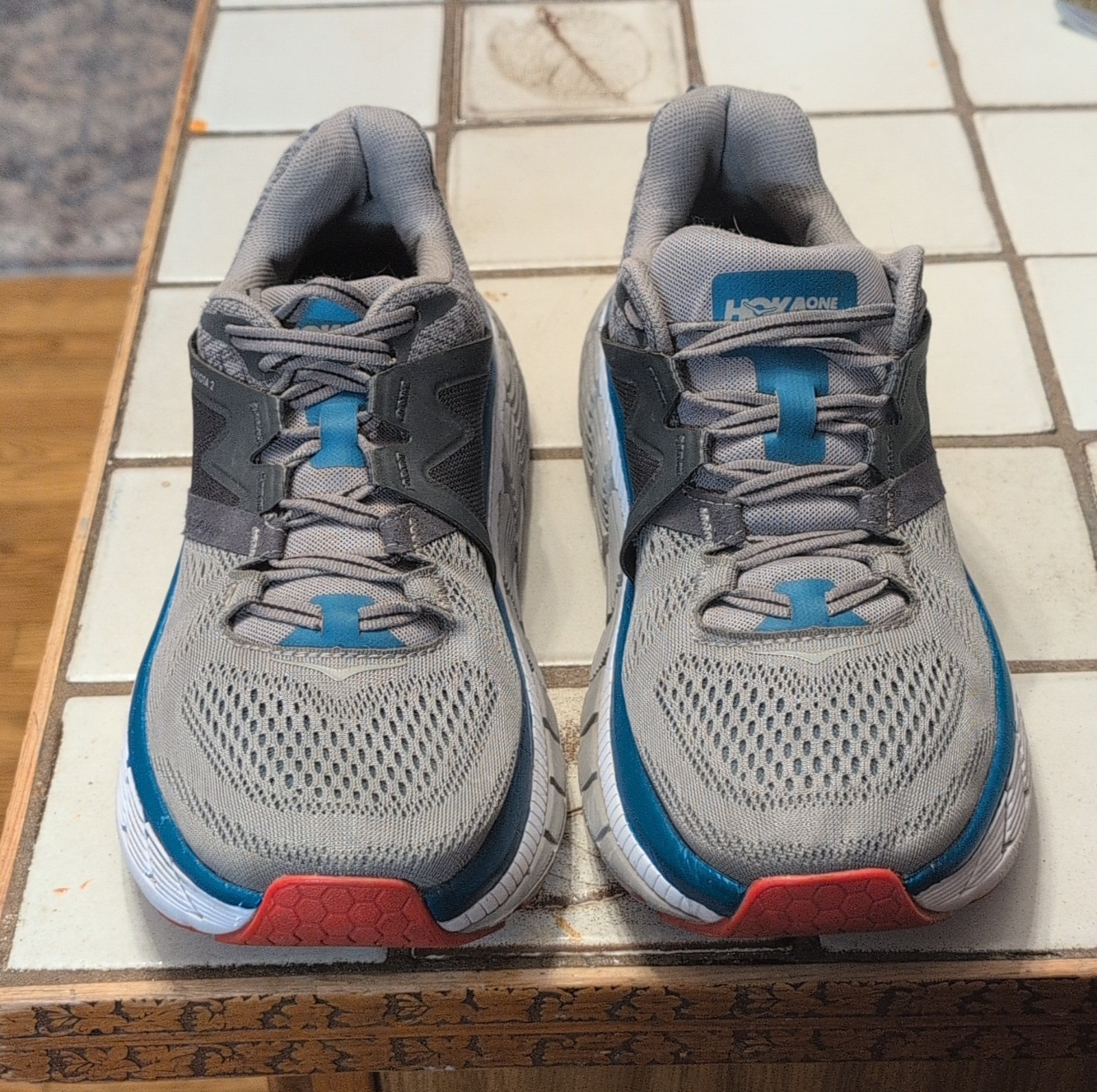 Hoka One One Gaviota 2 Men's Running Shoes Gray Blue Red Mesh US 9.5
