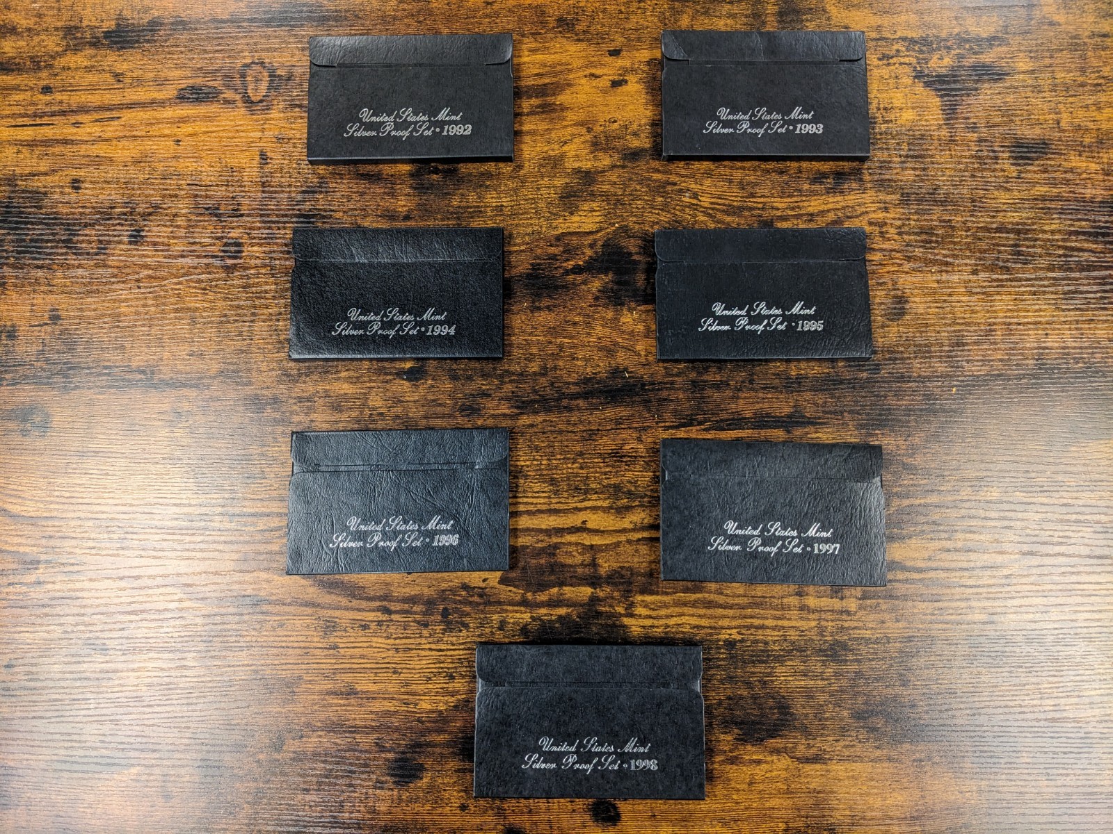 1992-1998 US Mint Issued SILVER Proof Sets. 7 Sets.