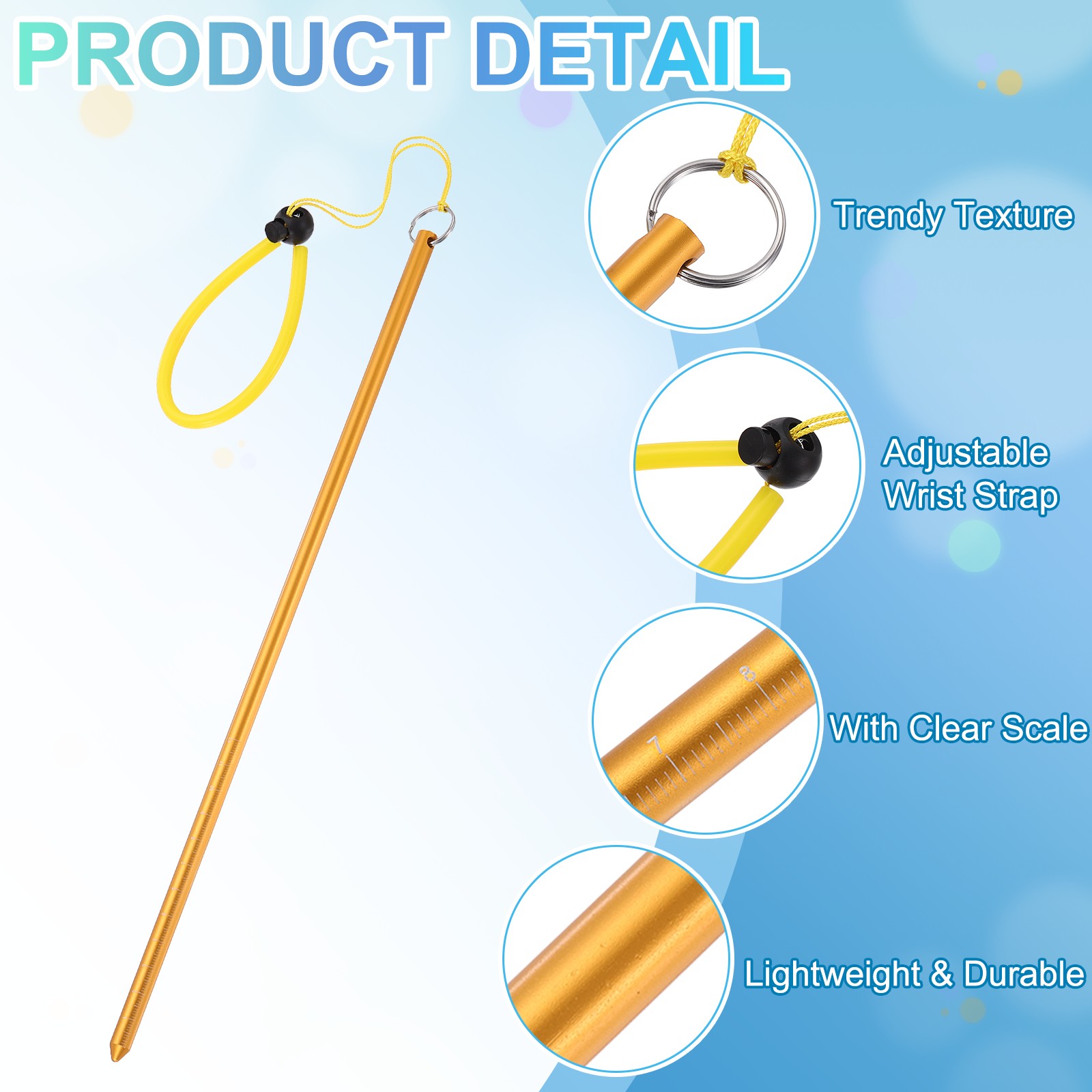 Diving Pointer Stick, 2Pcs Alloy Diving Stick Rod with Measurement, Gold