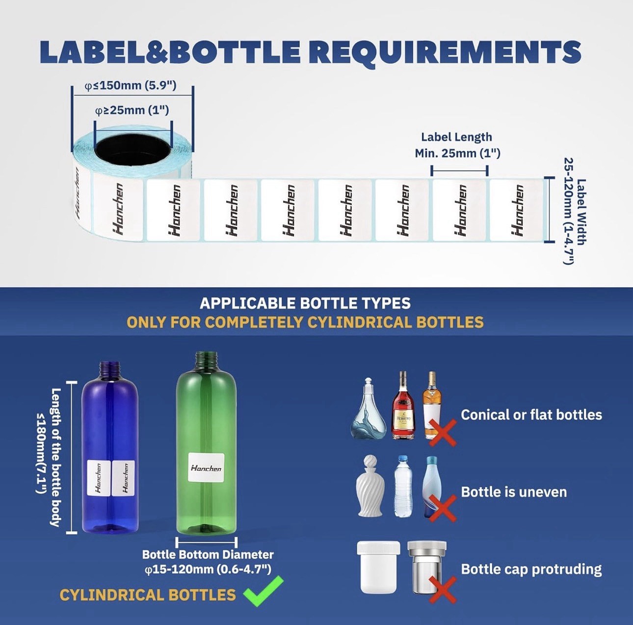 Hanchen Bottle Labeler Manual Round Labeling Machine Adjustable Label Applicator