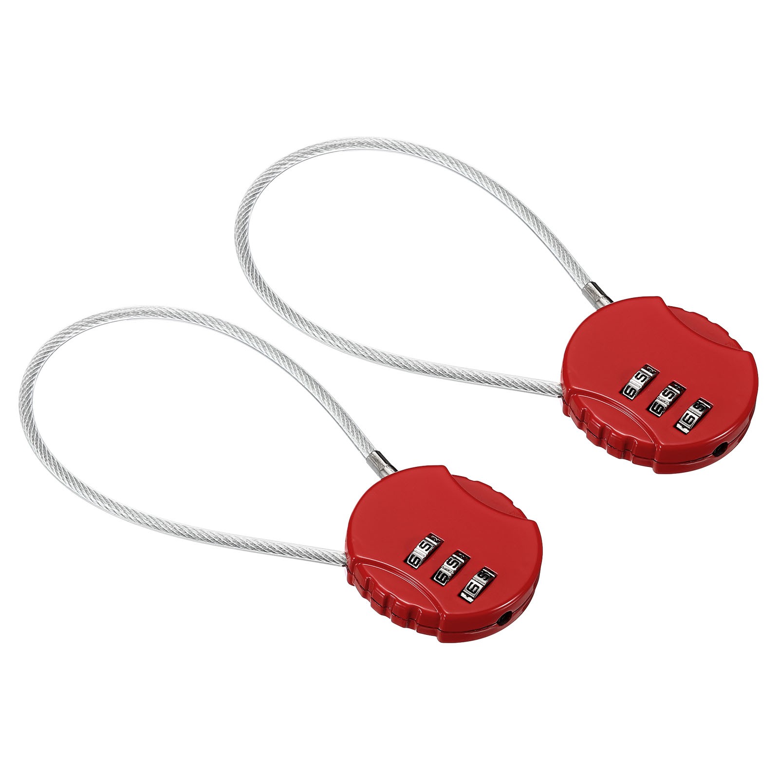 Small Combination Block 7.8", 2pcs 3 Digit Luggage Lock, Red