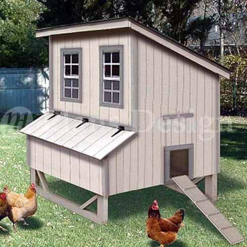 5'x6' Modern Style Chicken House / Coop Plans, 90506M