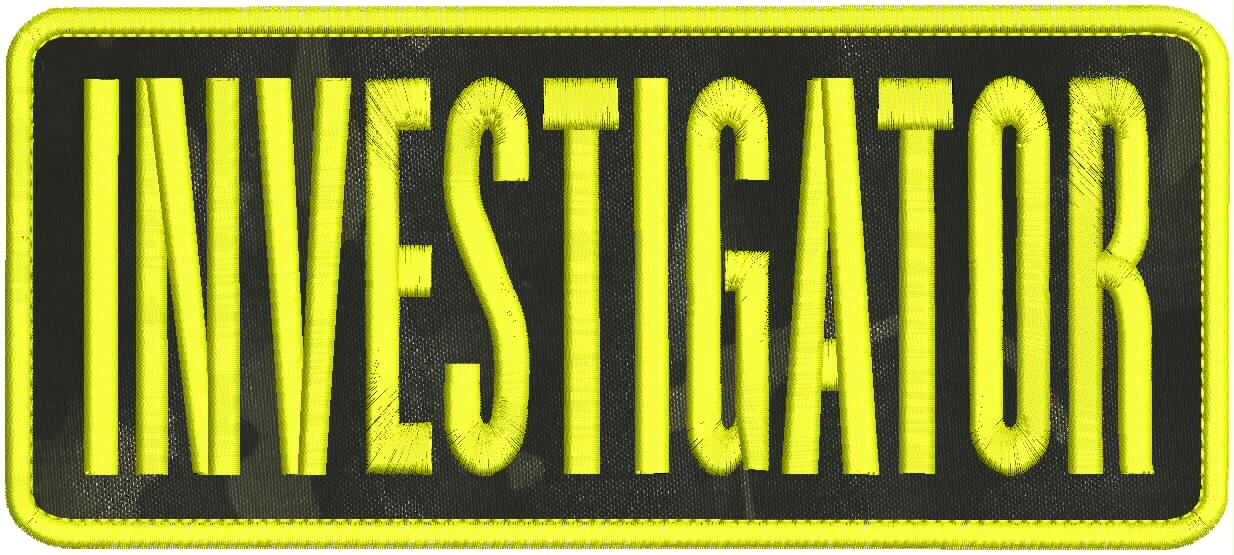INVESTIGATOR Embroidery patches  4x10 Velcr@  on back Yellowon  Black multicam