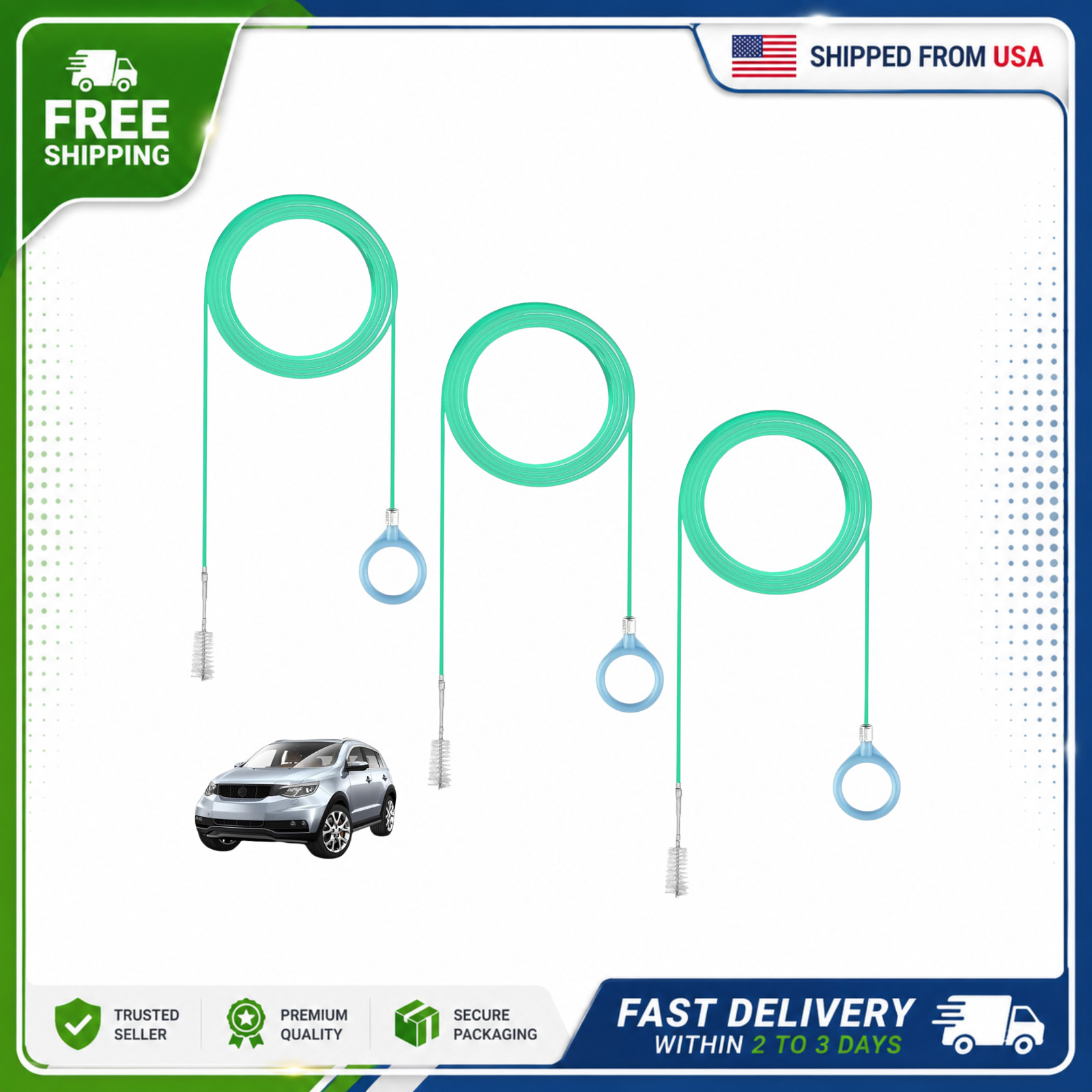 3PCS Sunroof Cleaning Tool,120Inch Brush Pipe Cleaners Ideal for Car Drain Hole