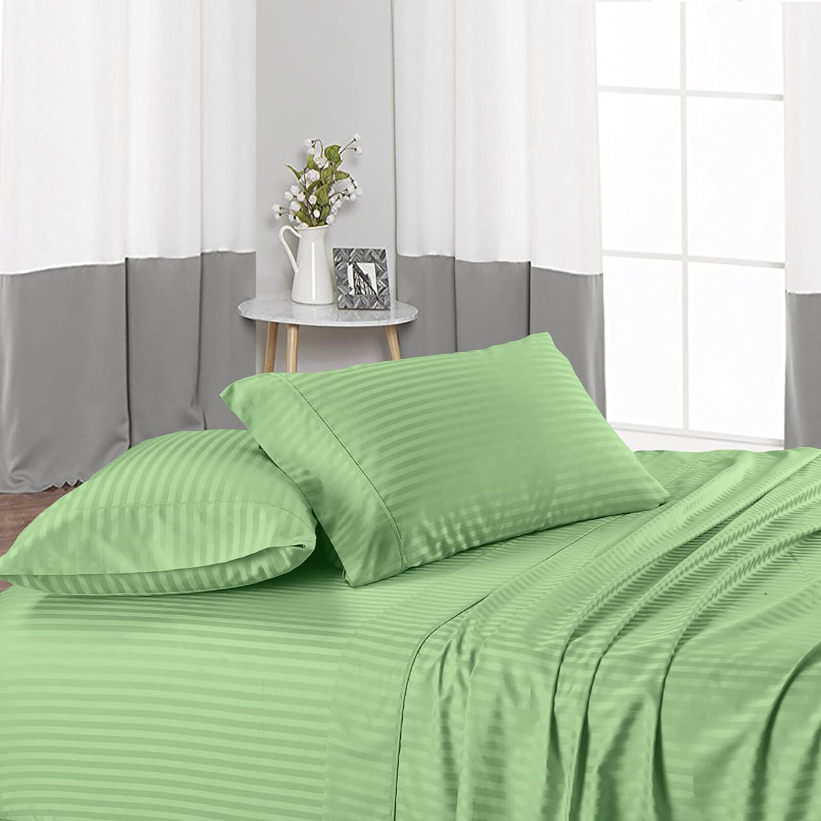 Bedding Collection 1000 TC OR 1200 TC 100% Cotton Moss Stripes All Item