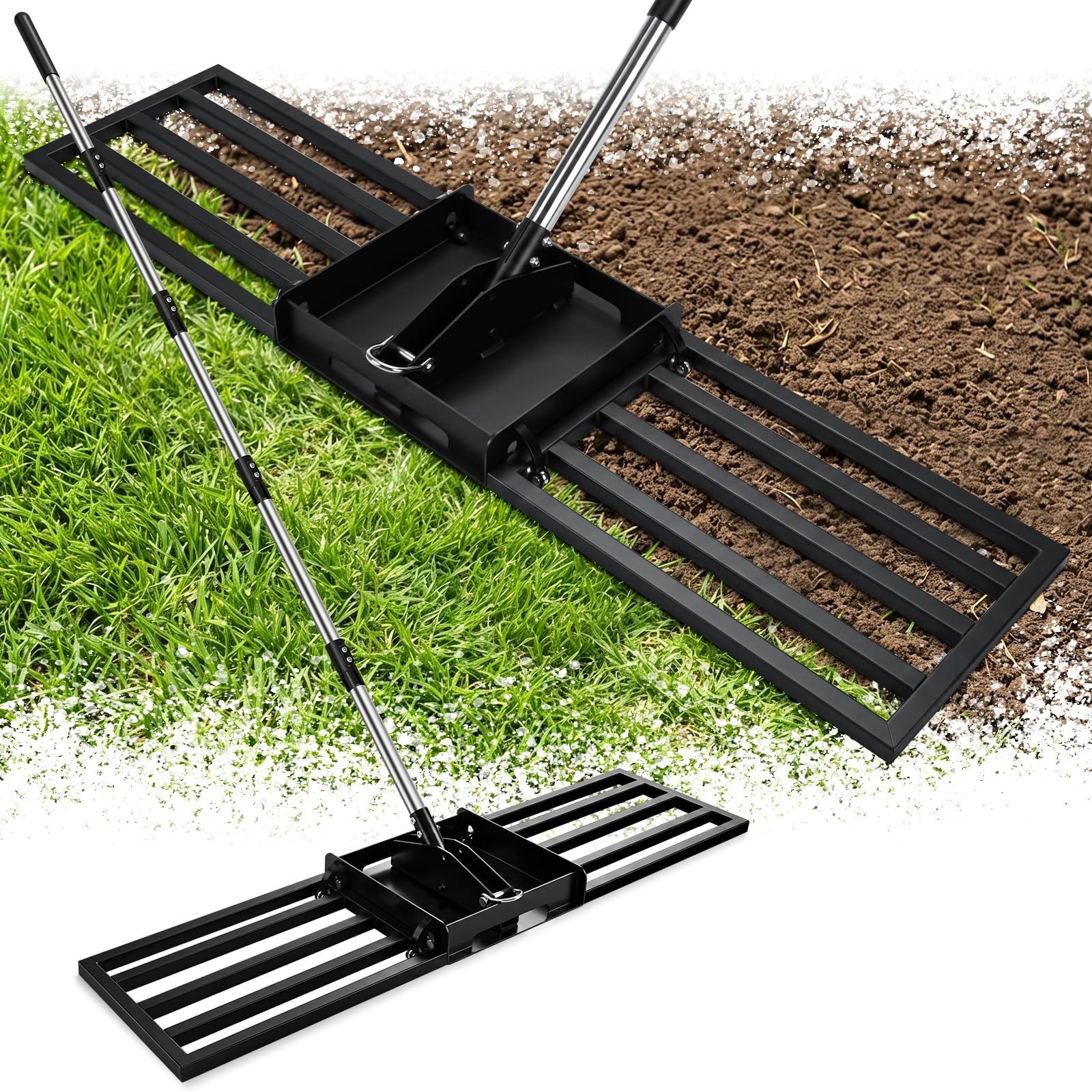 2-in-1 Lawn Leveling Rake, Tamp and Lawn Leveler Tool，Heavy Duty Iron Dual-us...