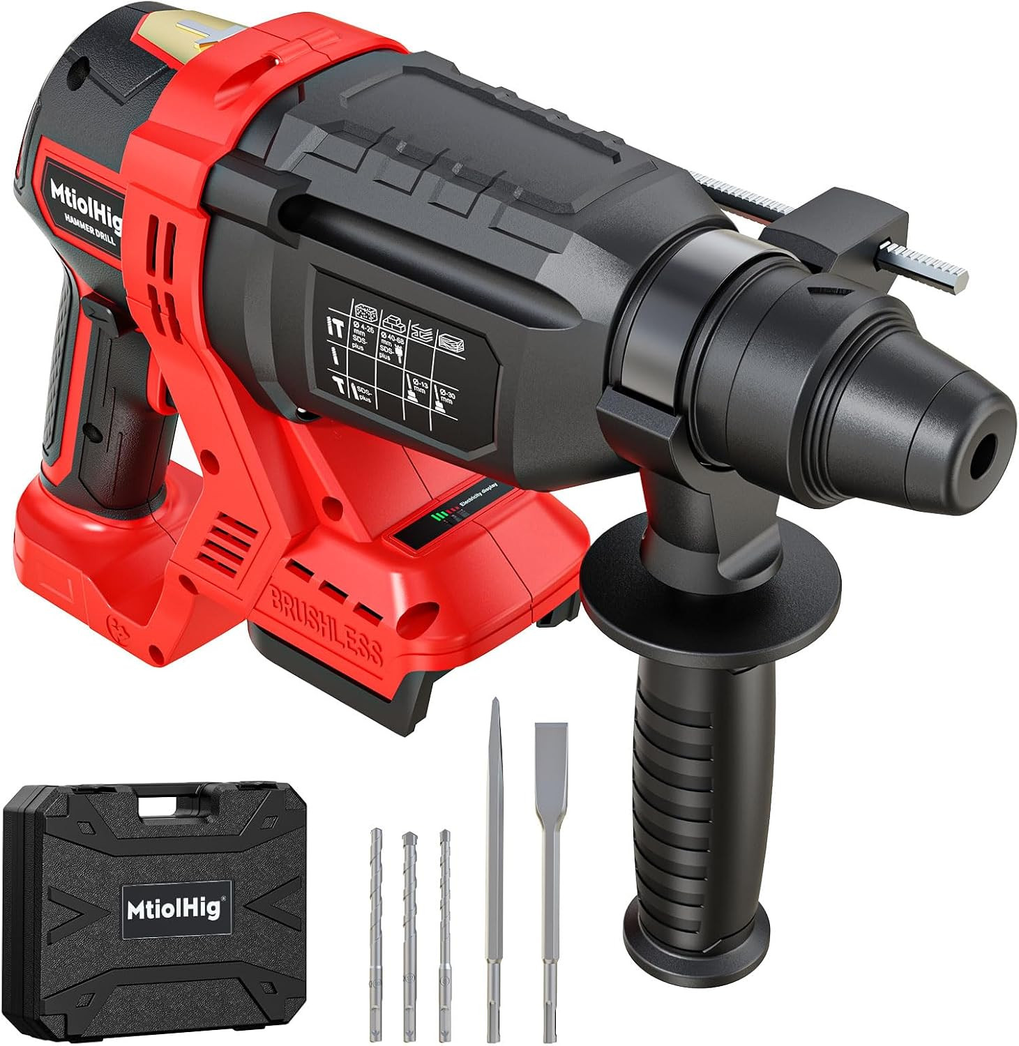 1" Sds-Plus Cordless Rotary Hammer Drill Compatible with Milwaukee 18V Battery,