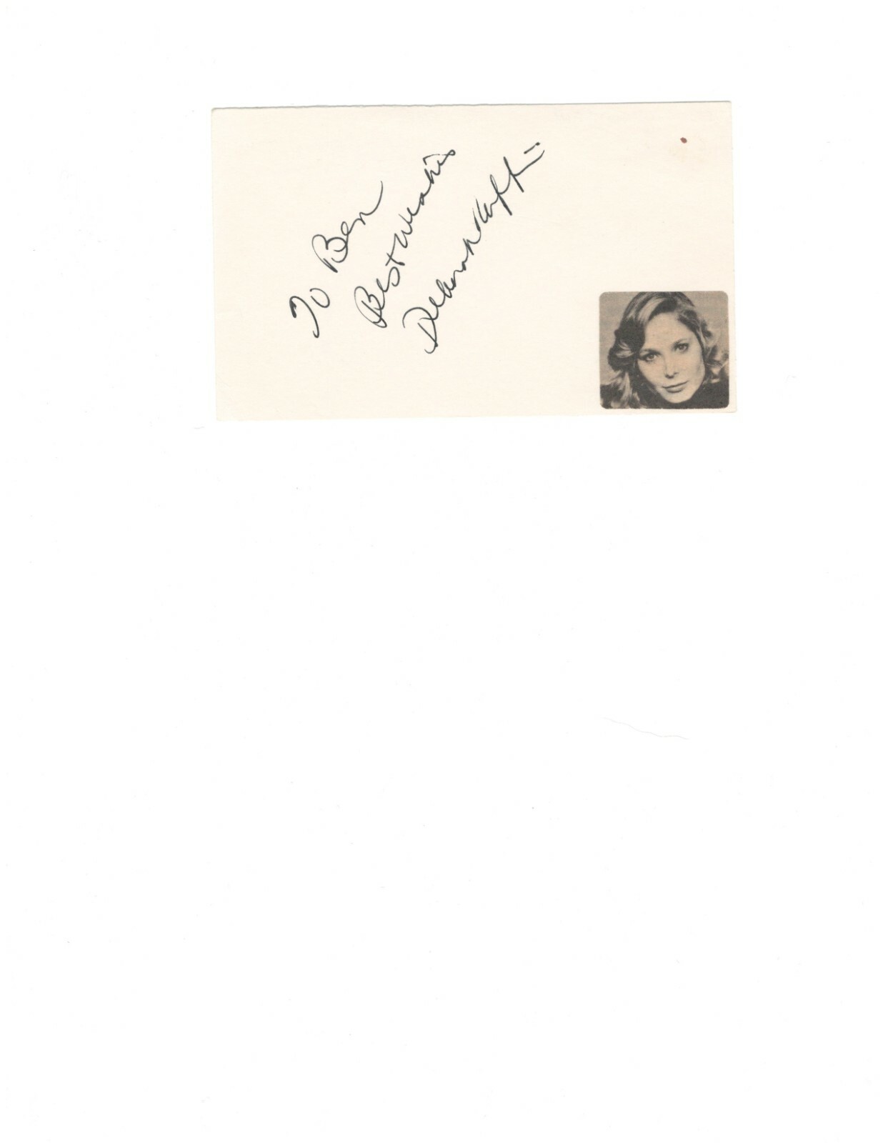 ACTRESS DEBORAH RAFFIN AUTOGRAPH ON INDEX CARD