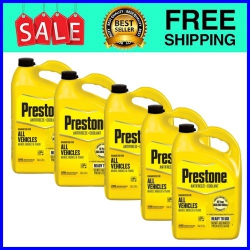 Prestone Universal Antifreeze Coolant, 50/50 Prediluted,Extended Life,1gl,5 pack
