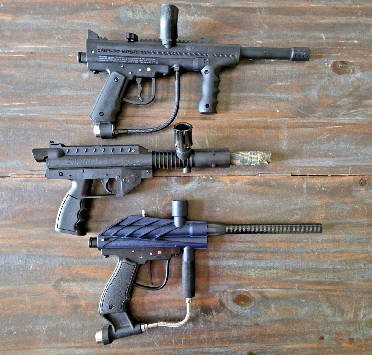 Lot of 3 Brass Eagle, Stingray & Raider Paintball Guns - See Photos