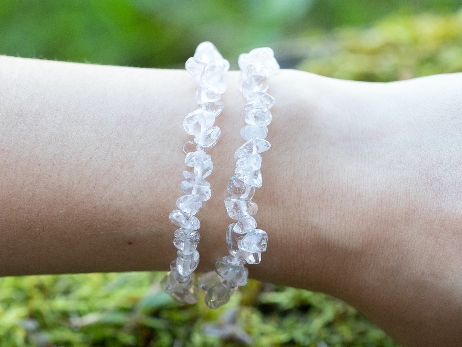 CLEAR QUARTZ Crystal Bracelet - Chip Beads - Beaded Handmade Jewelry, E1777