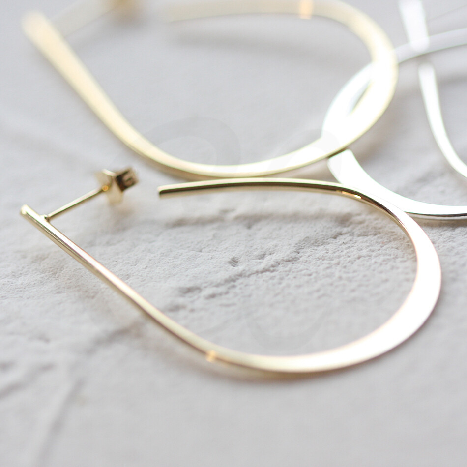 2 Pieces (One Pair) Premium Plated Brass Hammered Earring Post - 42x28mm (4587C)