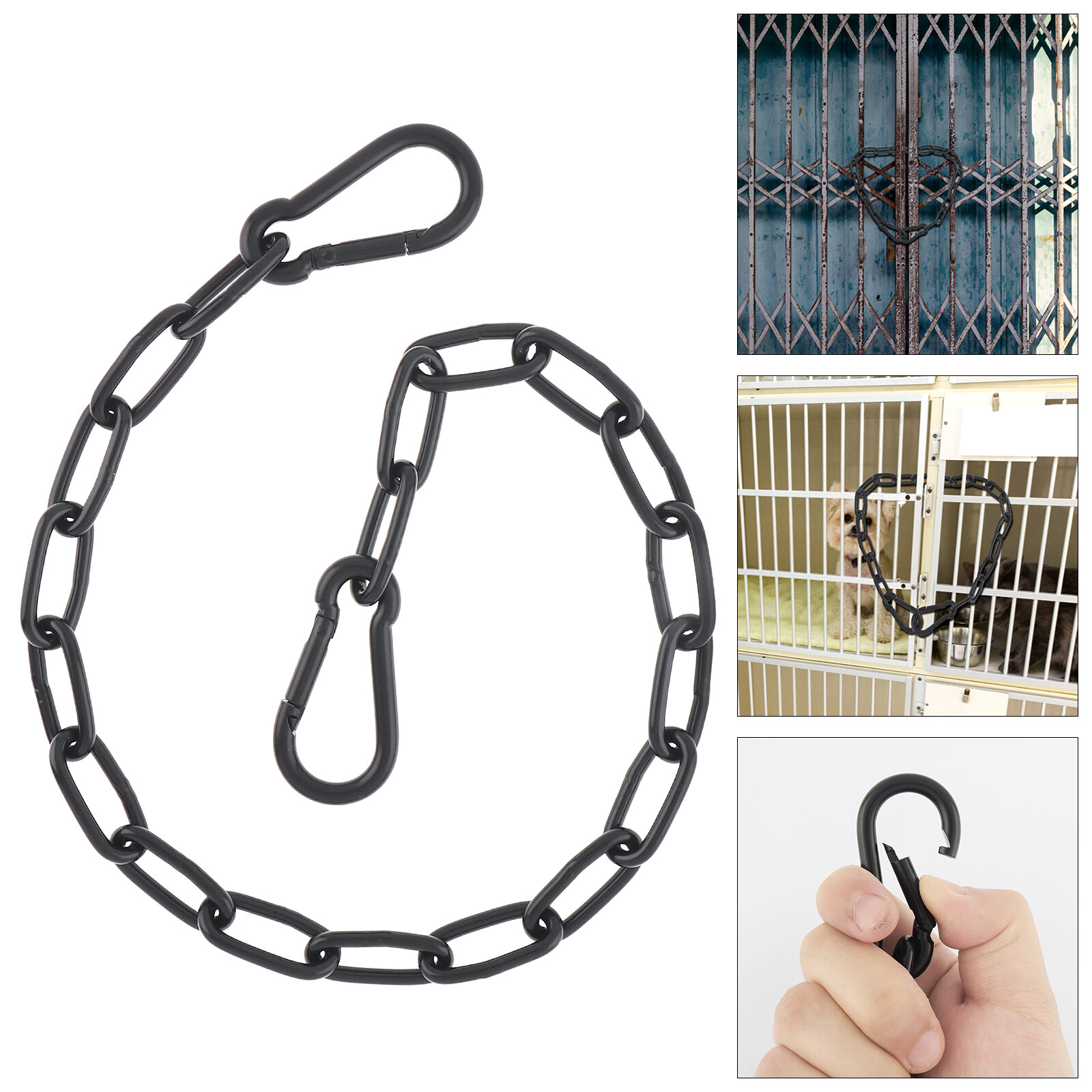 63cm Stainless Steel Gate Link Chain Lock for Pet Cages Black Gate Latches