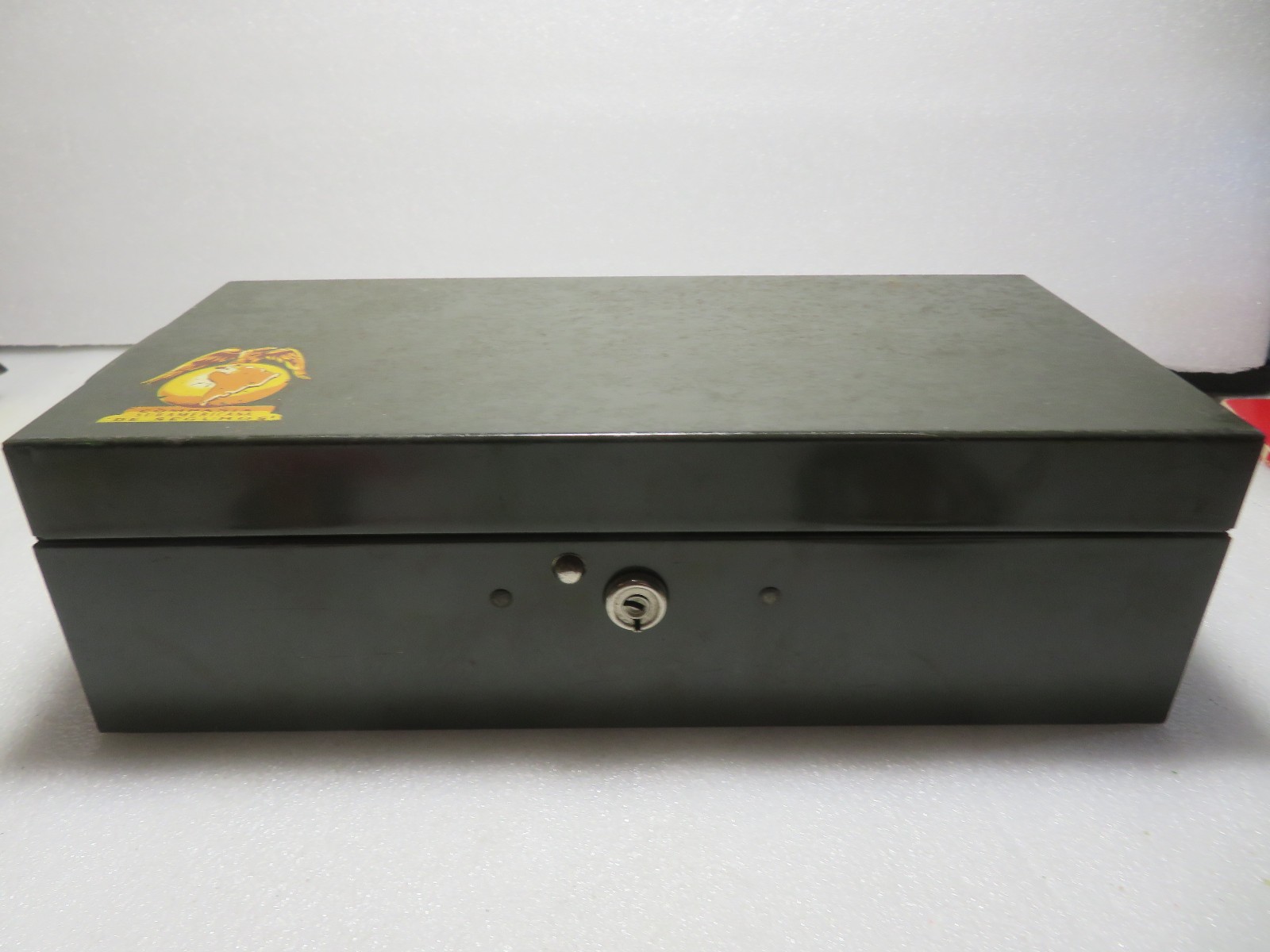 Vintage Metal Army Green Colombian Military Storage lock Box no key 11.5"x5.75"