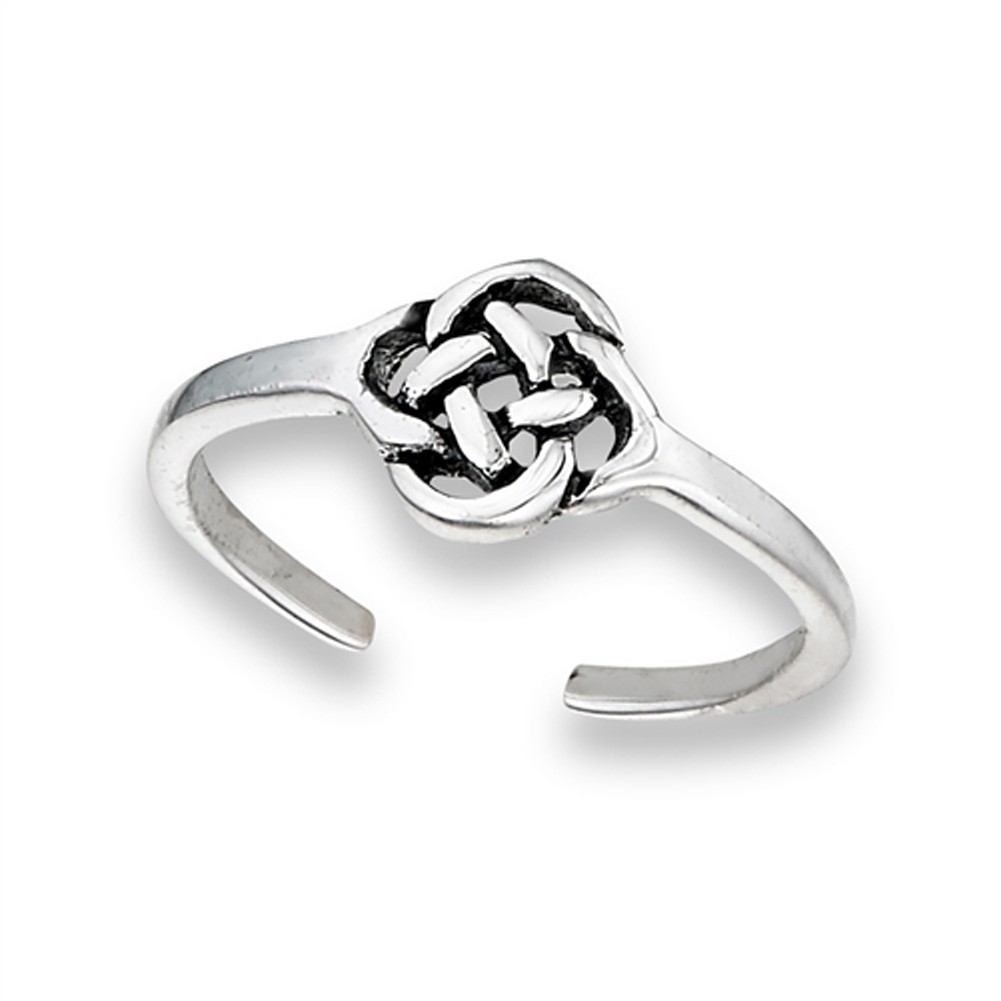 Knot Celtic Weave Sterling Silver Tangled Twisted Endless Braded Toe Ring Band