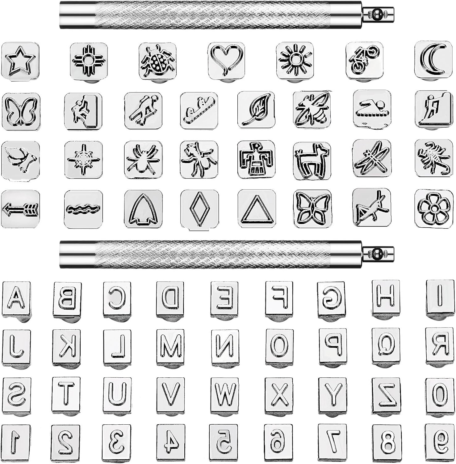 70 Pieces Leather Stamping Tools, Leather Stamping Kit with 2 Pcs Punch Tools, 6