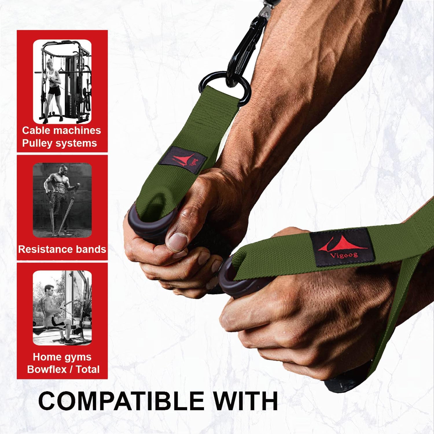 Heavy Duty Exercise Handles, Ultra-Durable Rubber Workout Grip Attachments fo...