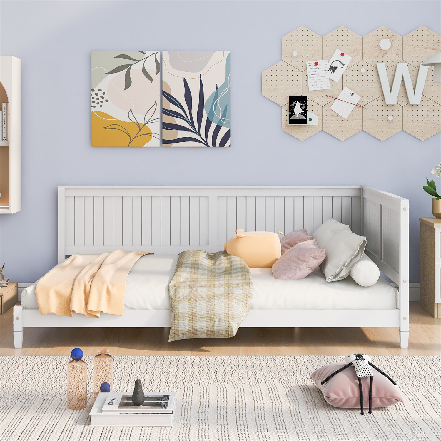 Full Size Wooden Daybed Modern Wooden Bed Frame Sofa Bed White/Gray/Espresso US