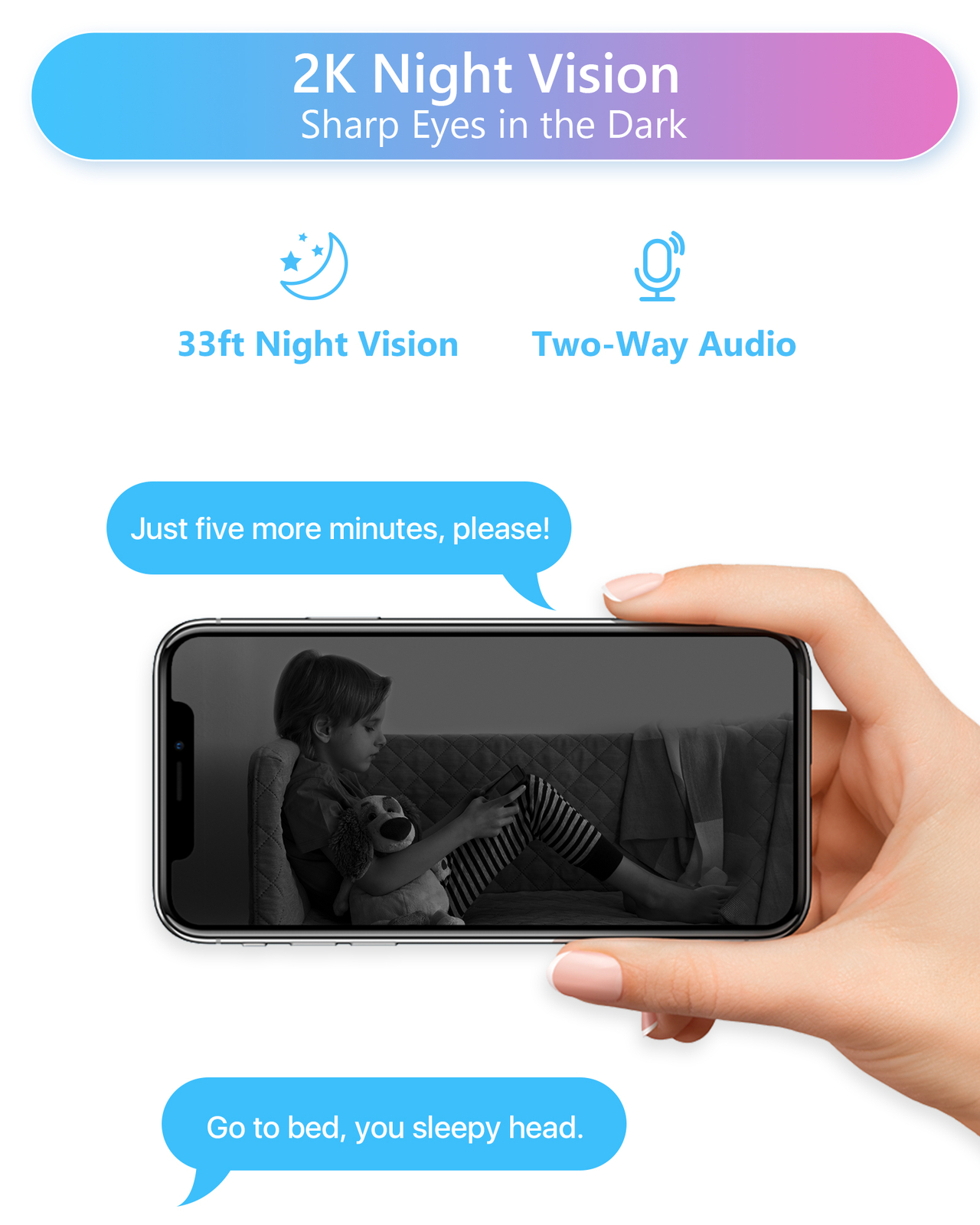 ZOSI 2K 360° Swivel Wireless PTZ Indoor Camera Monitor Intelligent 2.4/5GHz 33FT