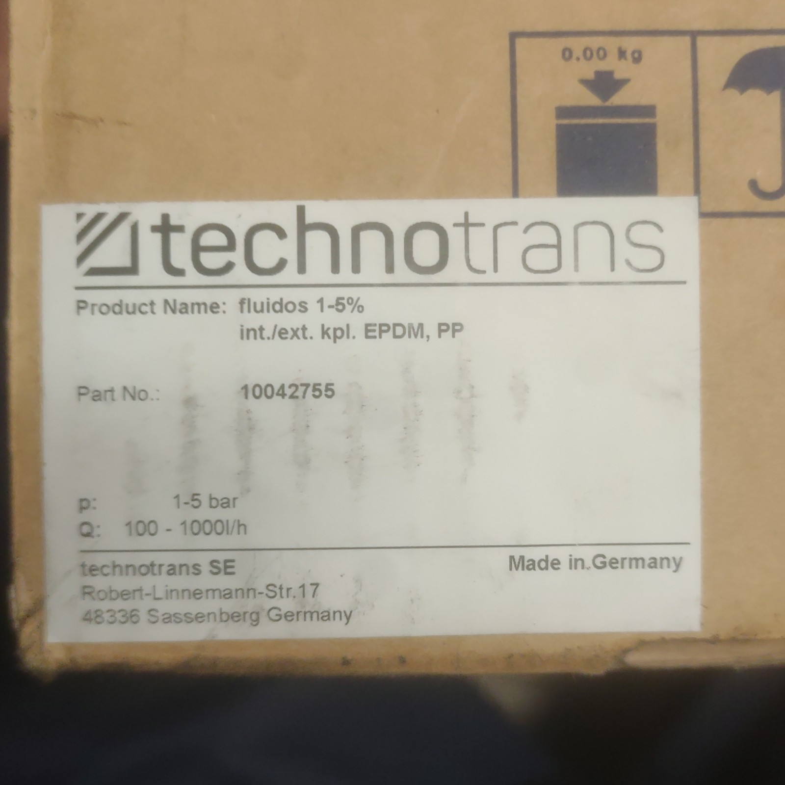 Technotrans fluidos 1-5% Dosing Pump 10042755 Intern/Extern KPL Original Part