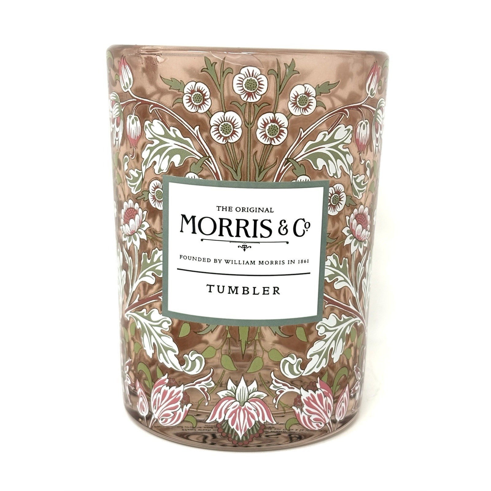 William Morris & Co Glass Tumbler Bathroom Accessory Pink Floral Glass Water Cup