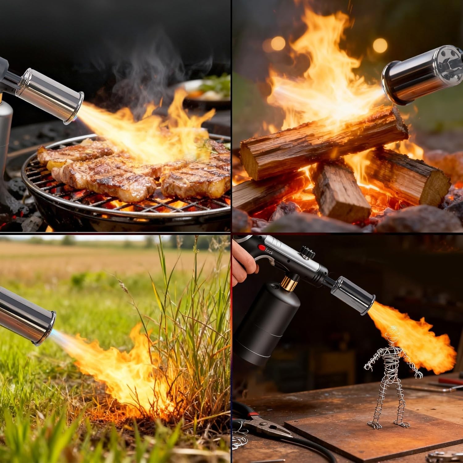 Powerful Propane Torch Gun,Kitchen Cooking Torch With One-Touch Max Fire, Cha...