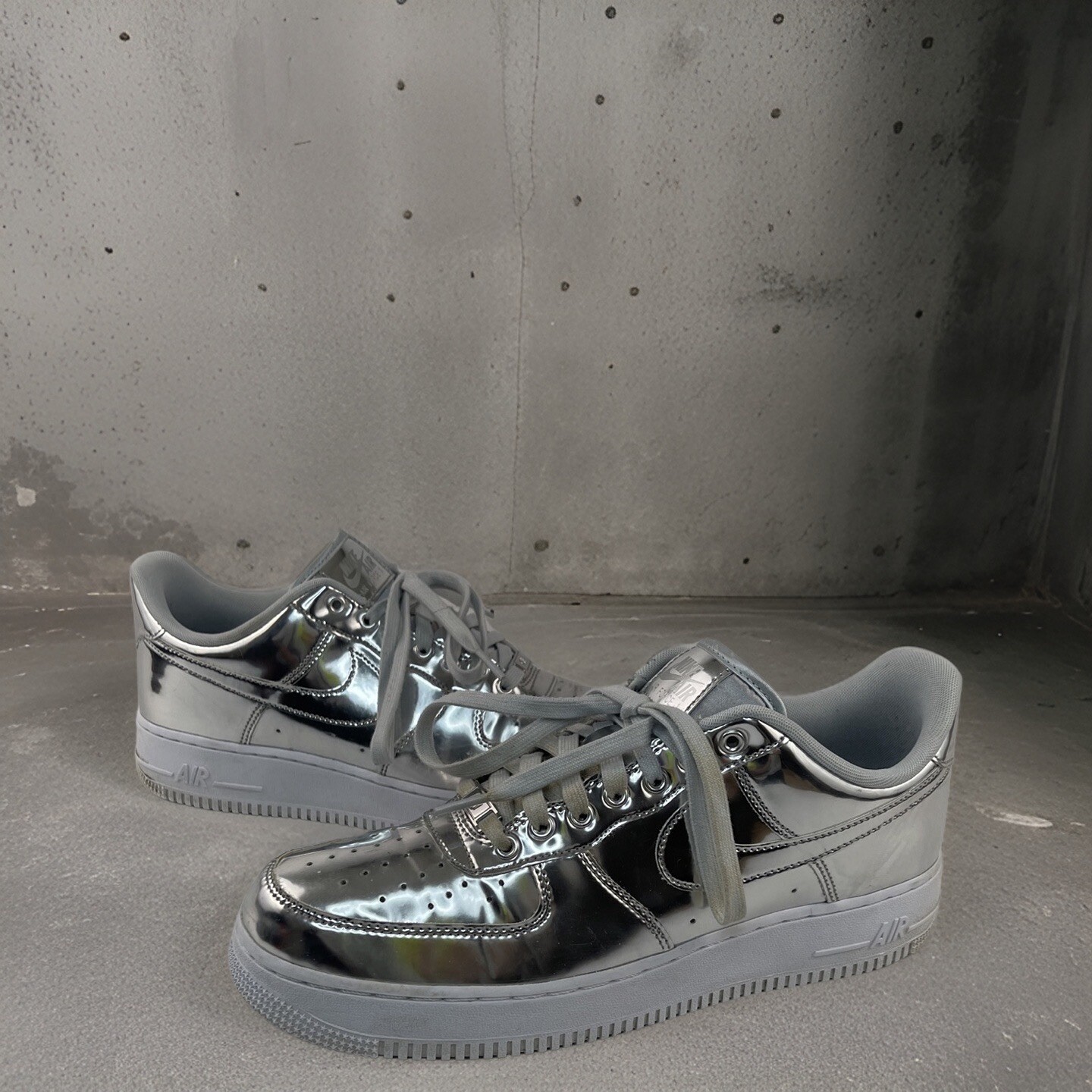 Size 11.5 - Nike Air Force 1 SP Liquid Metal - Chrome 2019