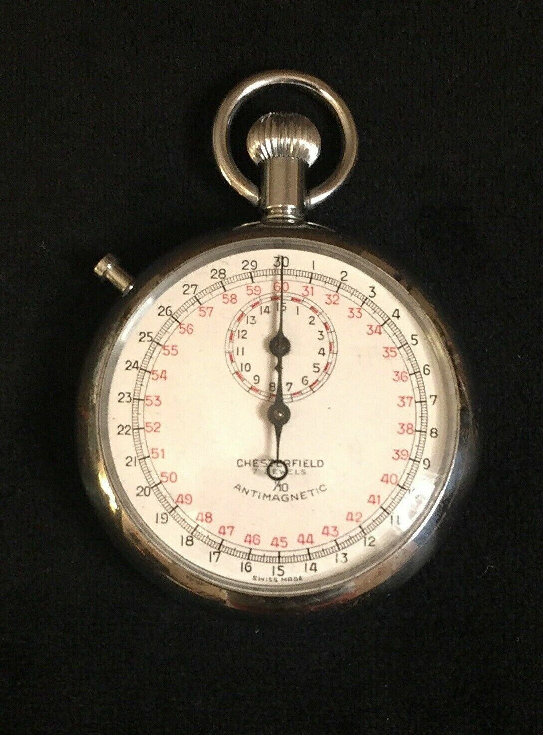 Chesterfield Anti Magnetic 1/10 Swiss Made Mechanical Wind Up Stopwatch