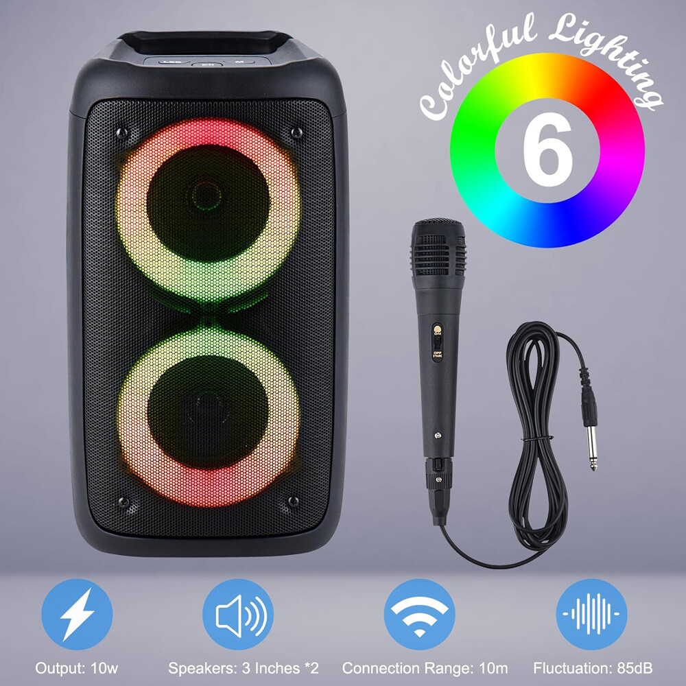 Portable Bluetooth Speaker Double Subwoofer Heavy Bass BT 5.3 Wireless With MIC