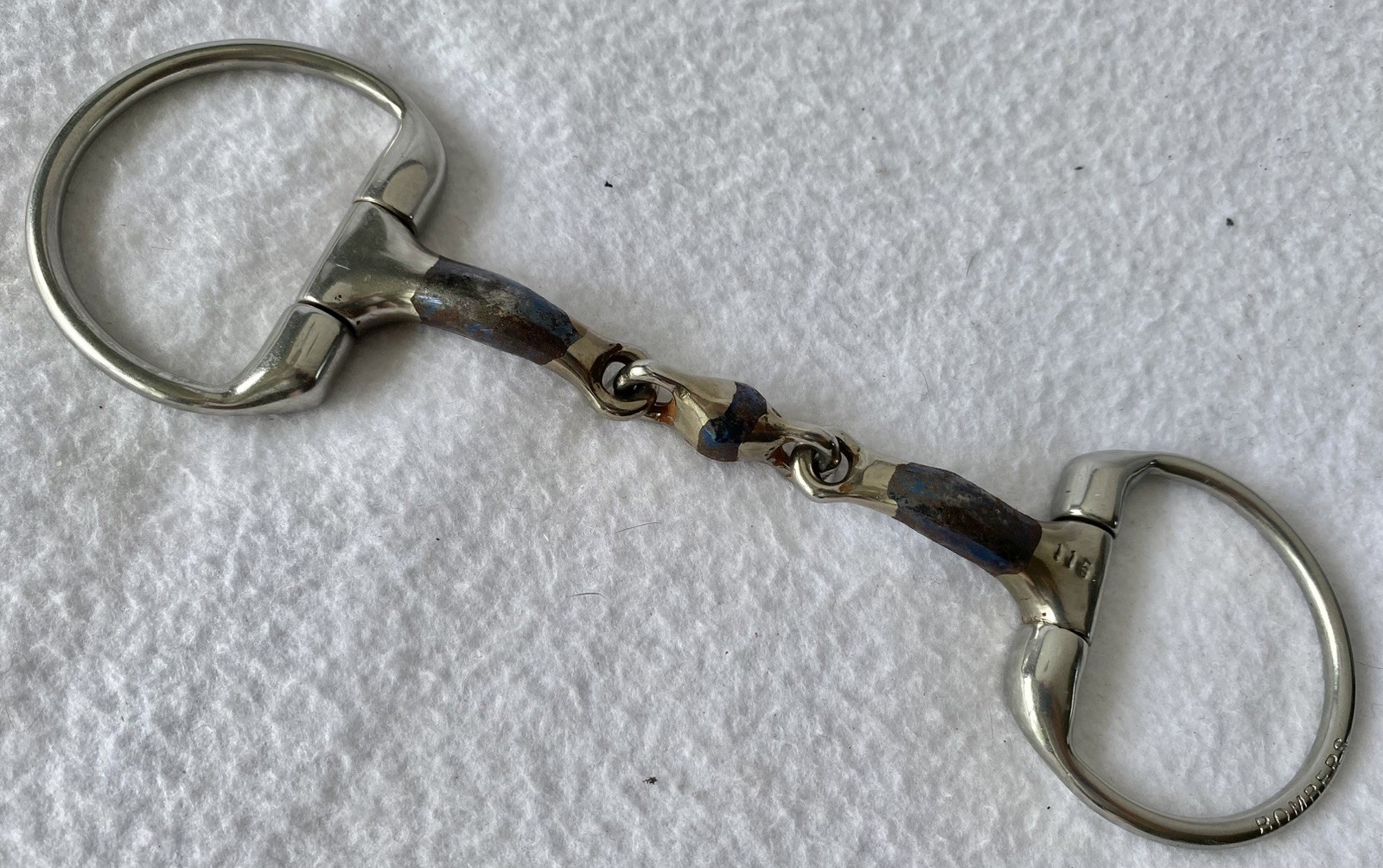 BOMBERS Eggbutt 4.5" /115mm Elliptical Lozenge Curved Double Jointed Snaffle BIT