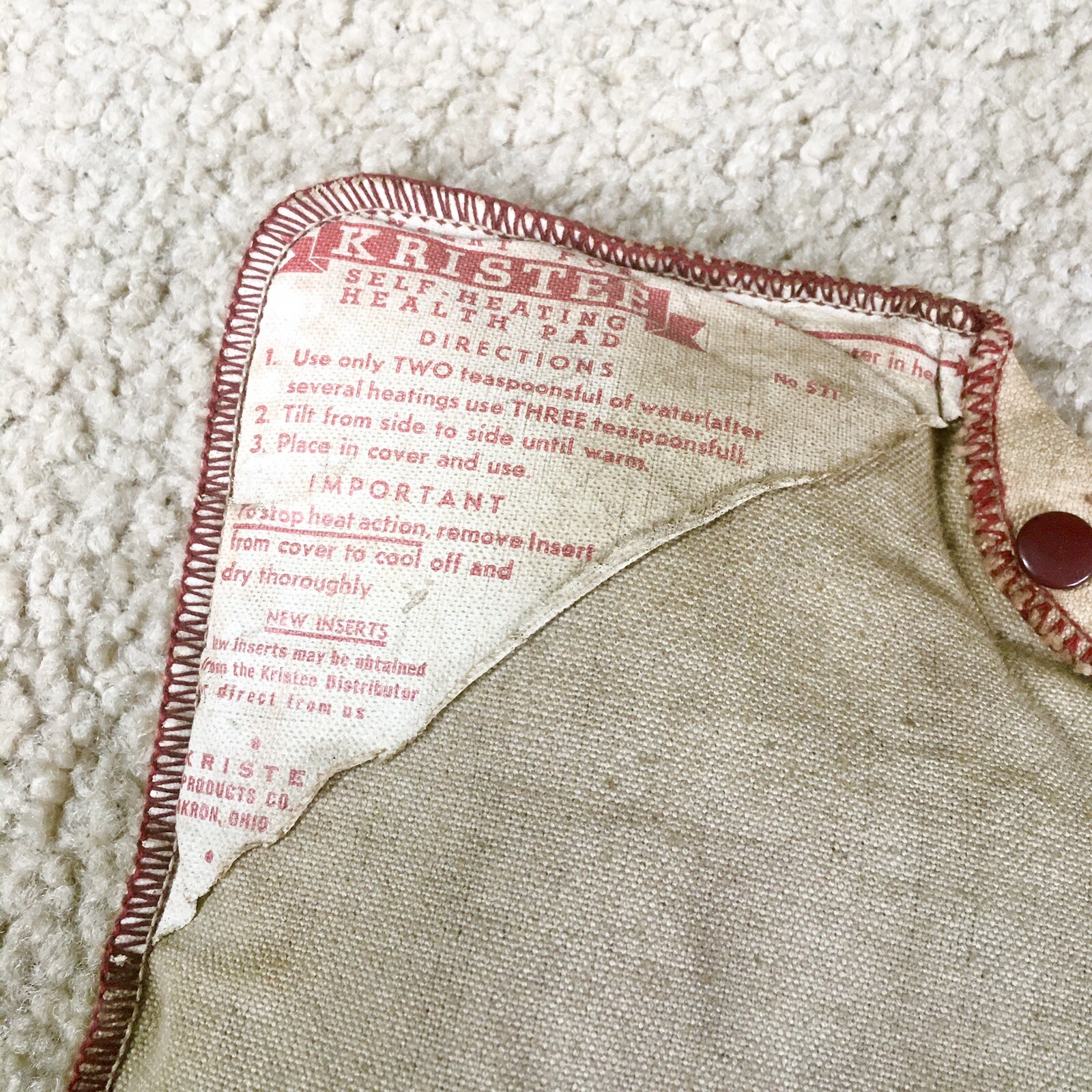 Vintage Kristee Self-Heating Health Pad No. 570 - Kristee Products Co. Akron OH