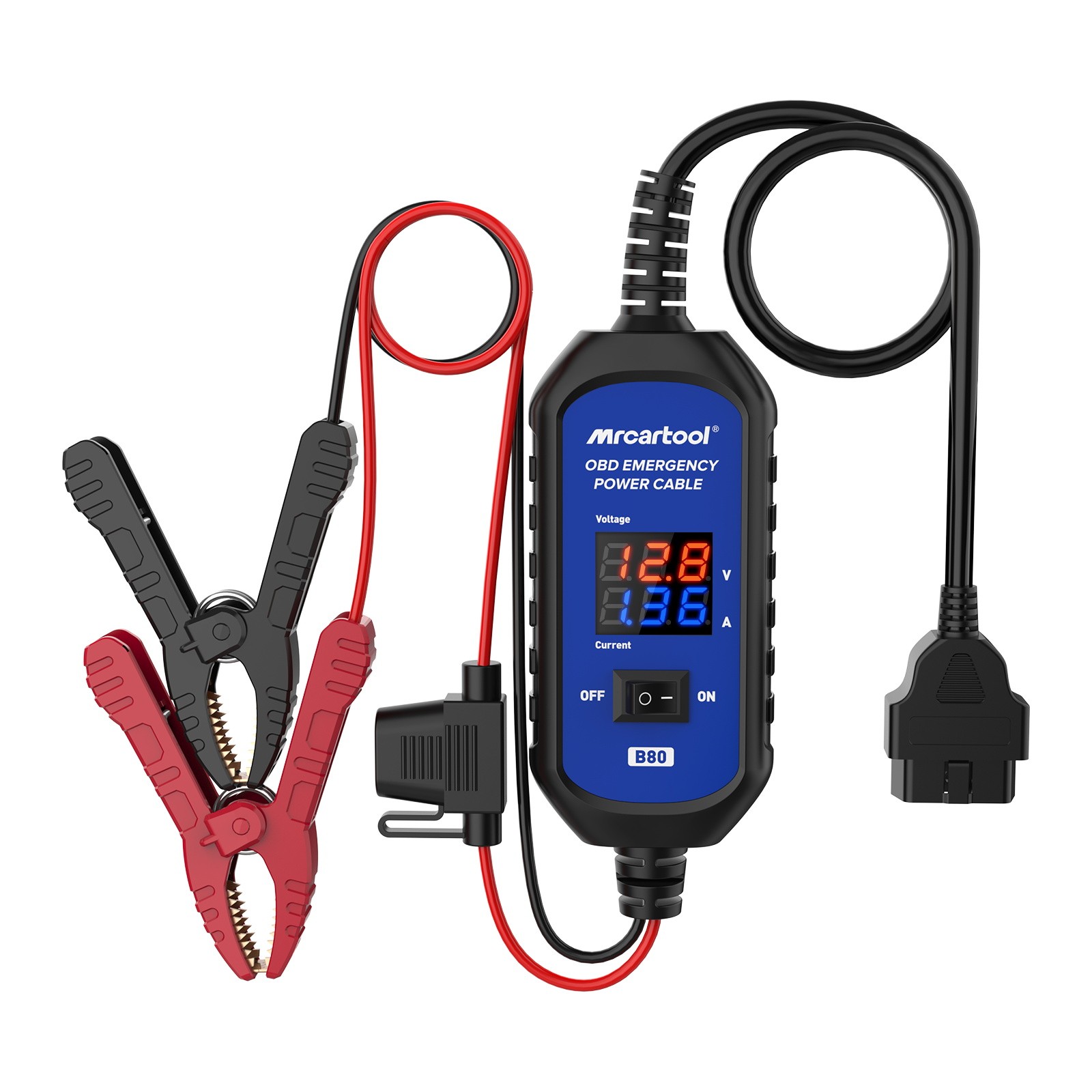 MRCARTOOL B80 Digital OBDII Car ECU Memory Saver Emergency Power Supply Cable US