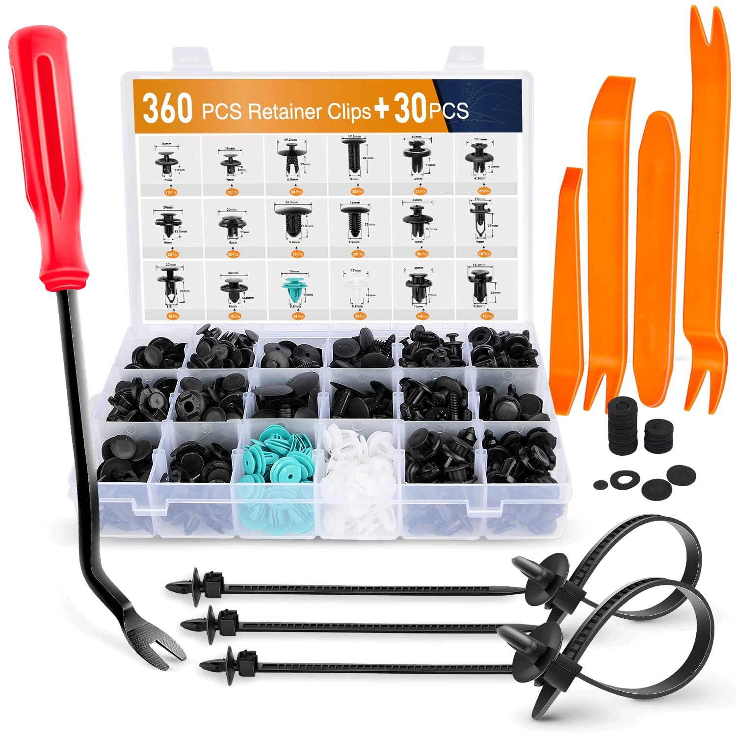 GOOACC - GRC-34 Push 360Pcs Clips + Fastener Remover, + Remover