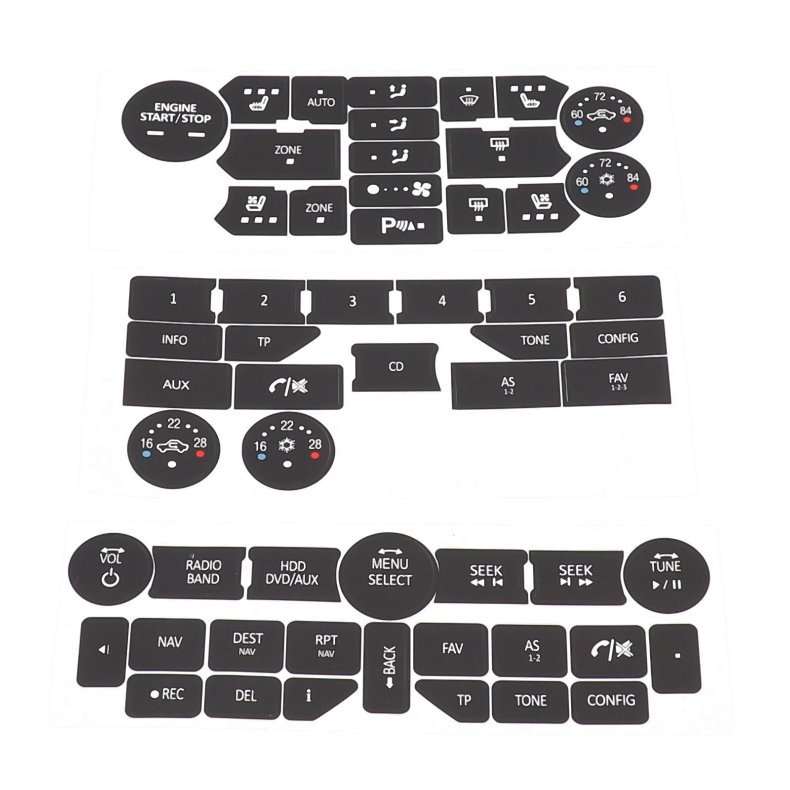 Button Repair Decals Climate Control Radio Stickers For SAAB 3rd Gen 9-5NG 9-4X