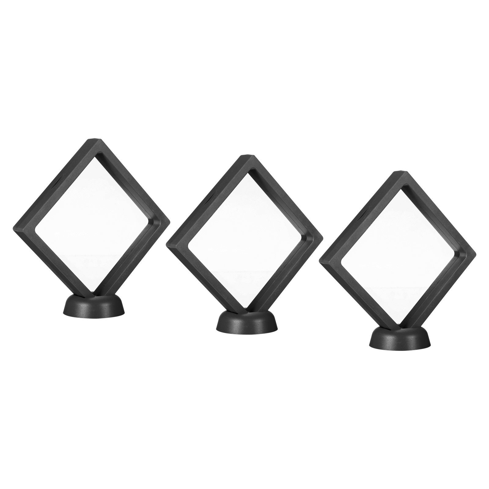 3D Floating Display Frame Coin Jewelry Case with Base 4.3" x 4.3" Black 3pcs