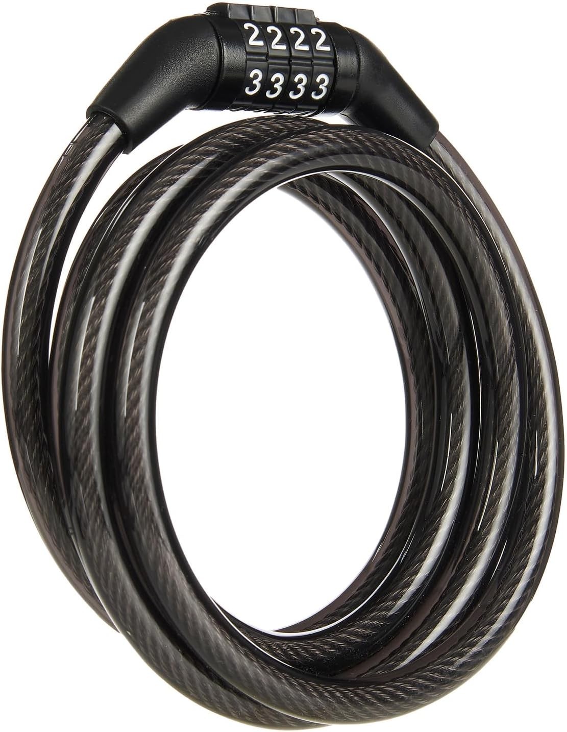 BRINKS 5 Ft Bike Lock Cable with Preset Combination, Vinyl Covered Black