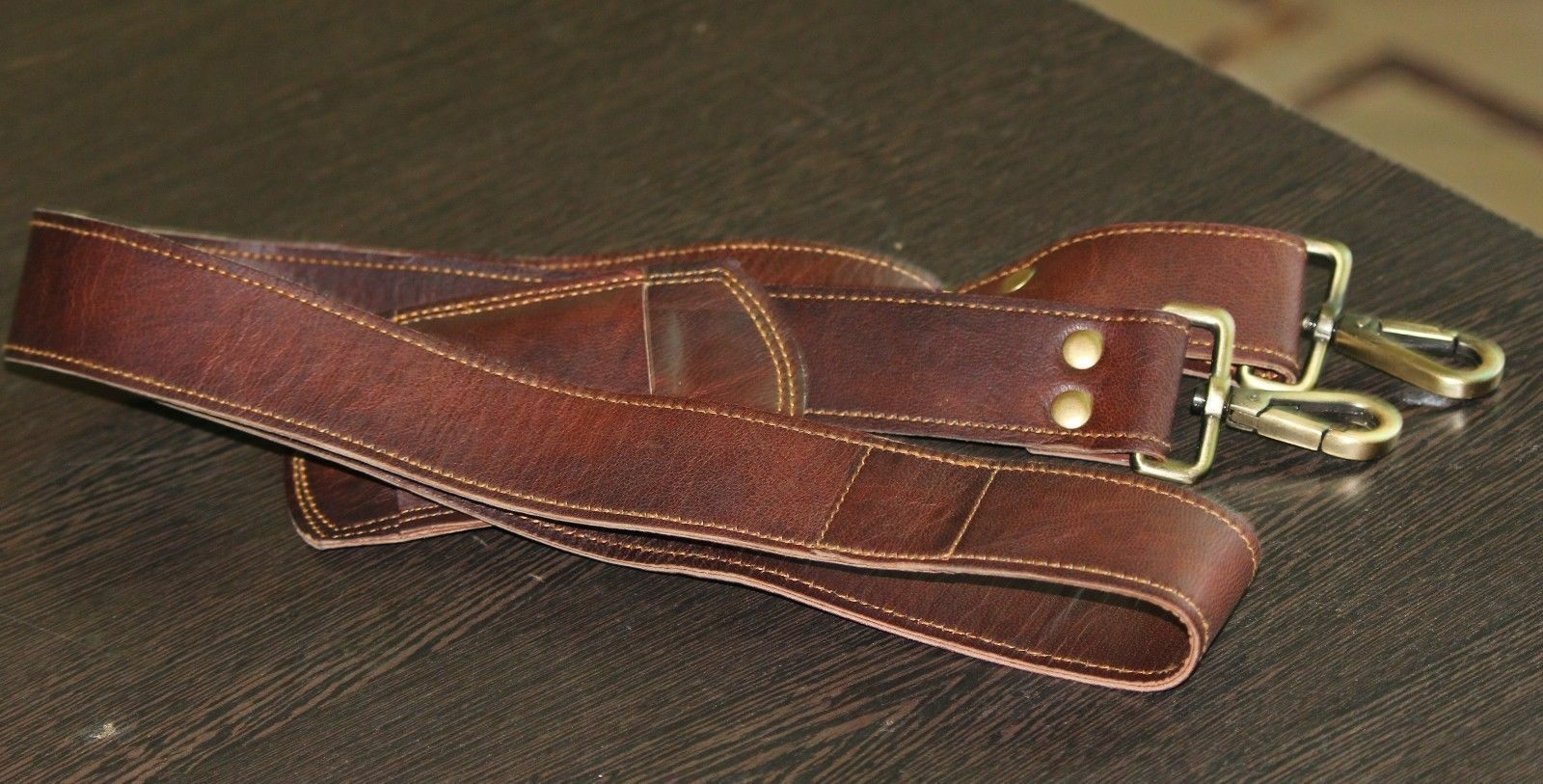 Brown Distressed Leather Replacement Shoulder Strap - Luggage / Messenger Bag