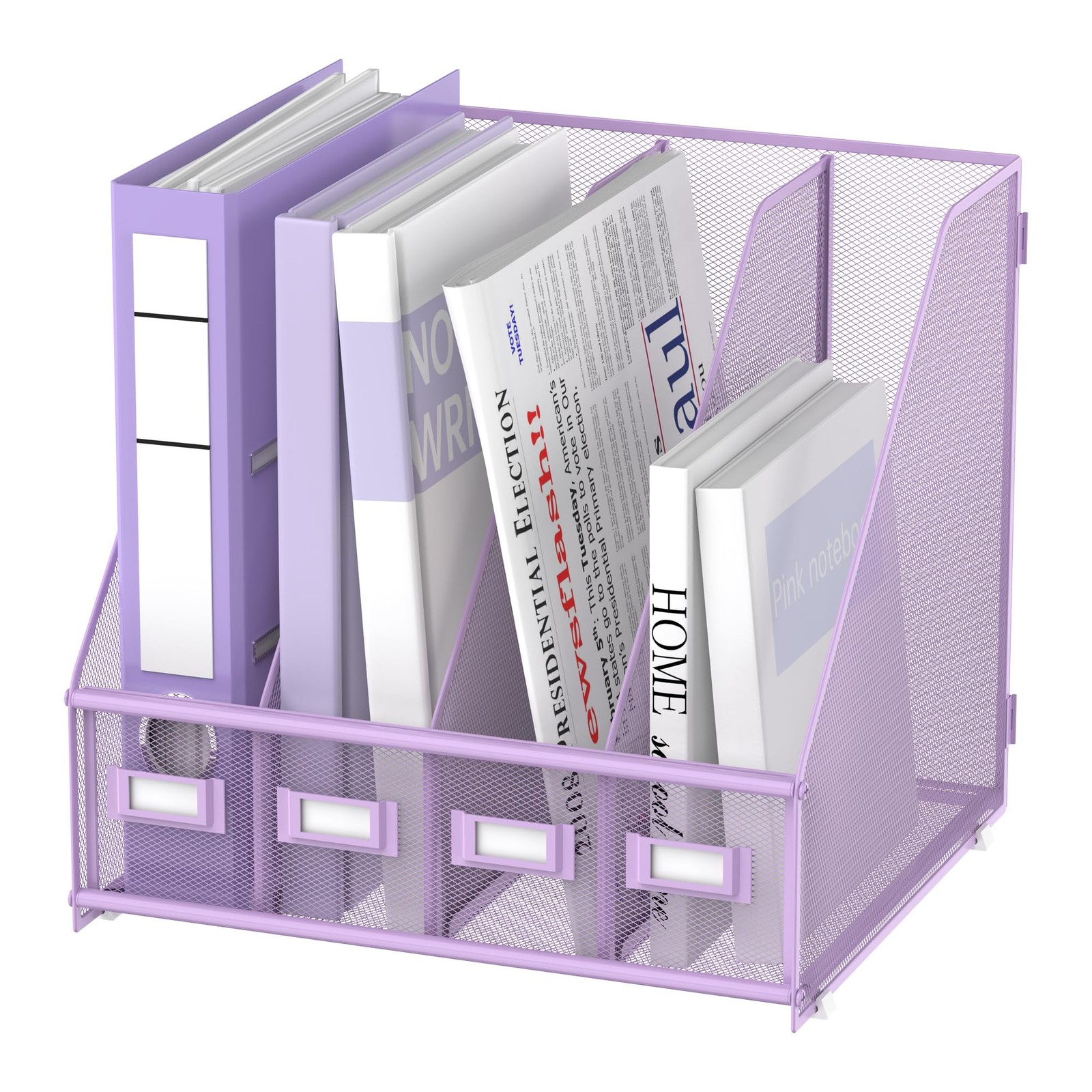 Supeasy Magazine File Holder Desk Organizer Metal Binder Holder 4 Vertical